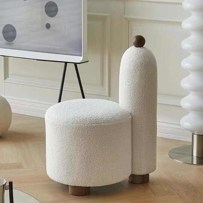 White Boucle Sherpa Tripod Accent Chair - Pink Boucle Sherpa Chair for Living Room, Bedroom & Office - Cozy Modern Seating for Home Decor