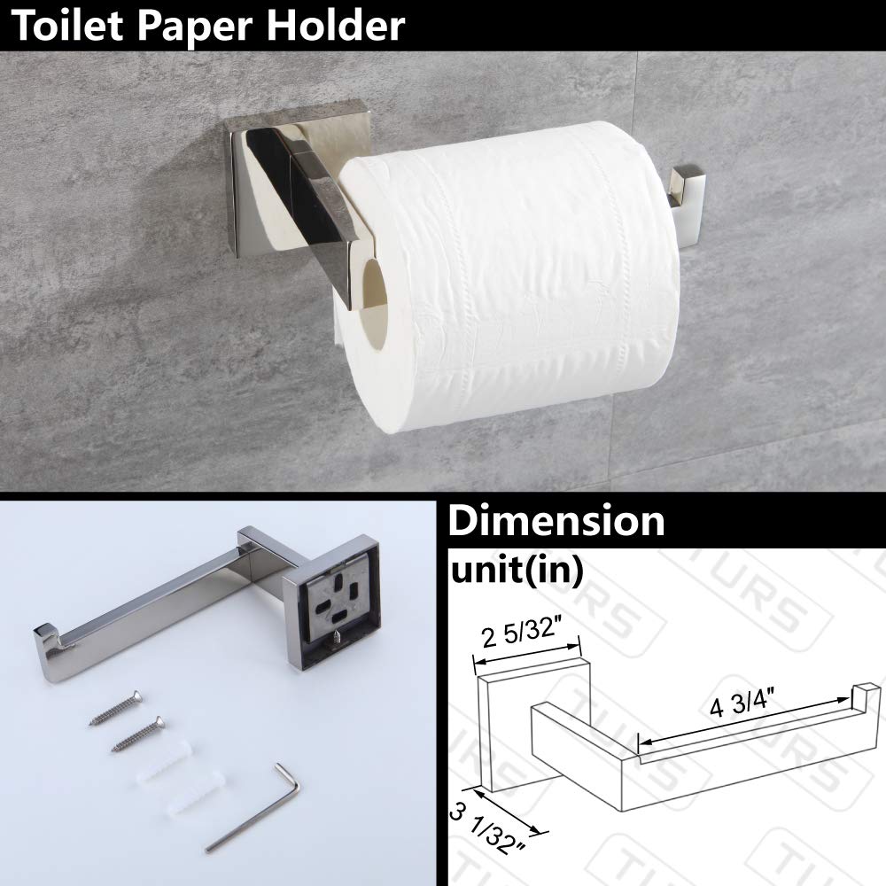 Premium 3-Piece Bathroom Accessory Set - SUS 304 Stainless Steel Toilet Paper Holder, Hand Towel Bar & Robe Hook Wall Mount - Polished Finish (Q7010P) - Perfect for Modern Bathrooms, Powder Rooms & Guest Suites