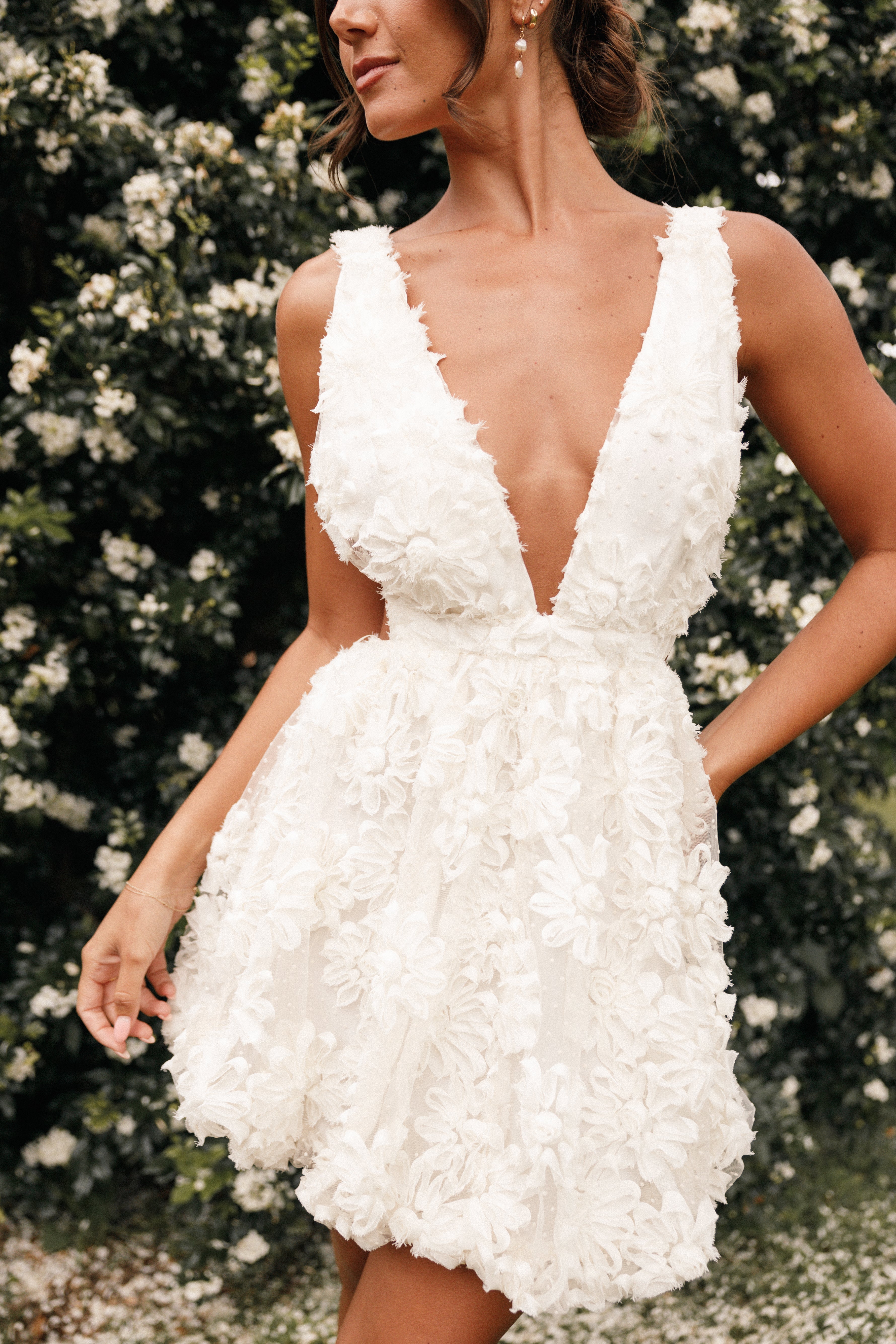 Atti Mini Dress for Women - Elegant Cream Bodycon Party Dress | Perfect for Night Out, Club, Date Night & Special Occasions