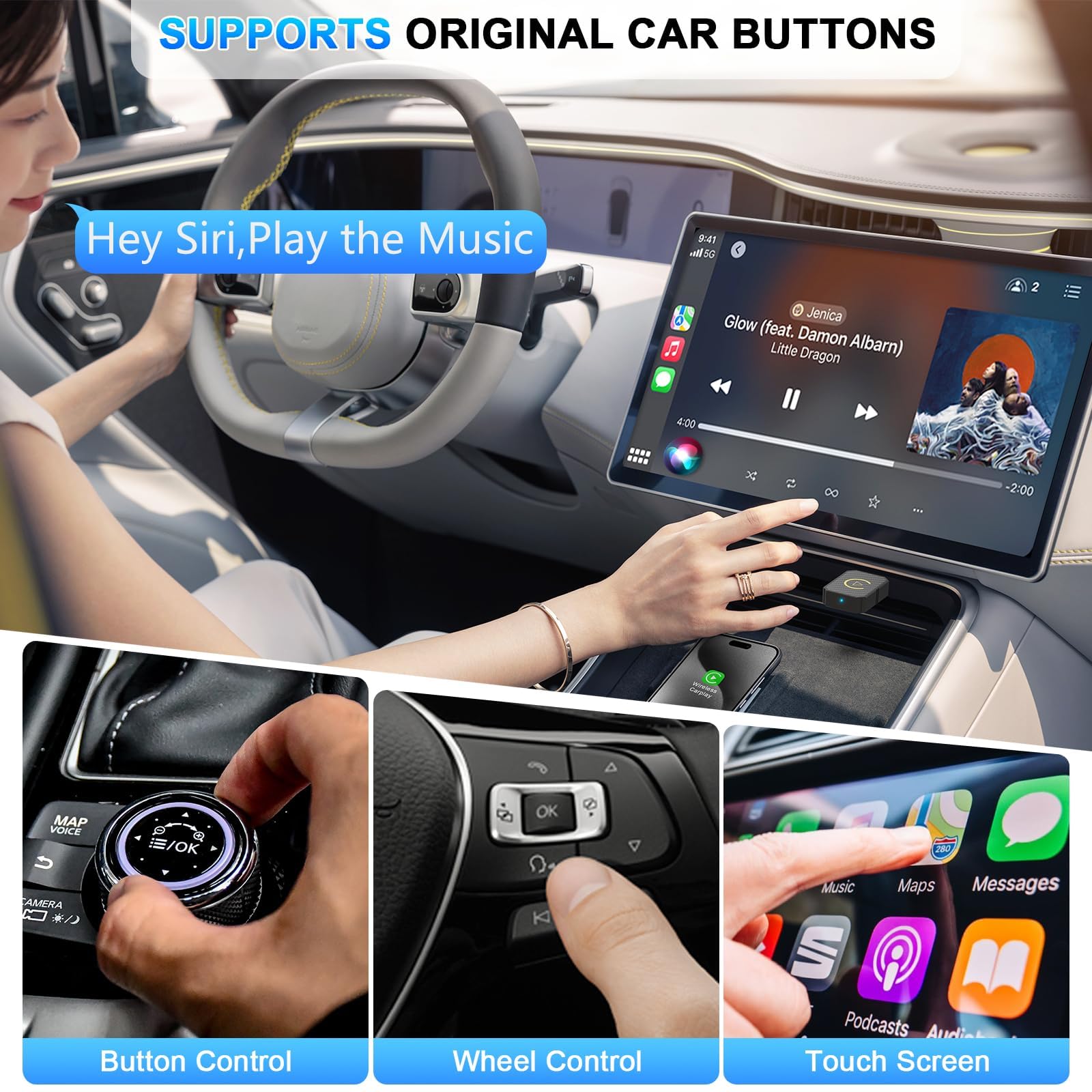 2024 Wireless CarPlay & Android Auto Adapter - Mini Plug & Play USB/USB-C Dongle for iPhone & Android - Convert Wired to Wireless CarPlay in Cars 2016+ with Low Latency - Perfect for Commuting, Road Trips & Hands-Free Driving
