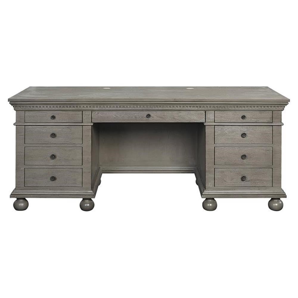 Acme Gustave Gray Oak Executive Writing Desk with 9 Drawers - Perfect for Home Office, Study Room & Professional Workspace