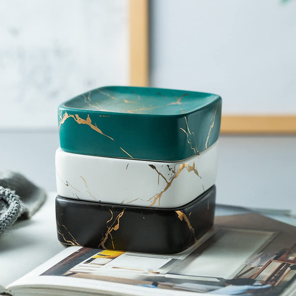 Premium Marbled Ceramic Bathroom Accessories Set - Soap Dish, Toothbrush Holder, Lotion Dispenser & Mug Cup | Modern Luxury Bathroom Decor for Home, Hotel & Spa Use