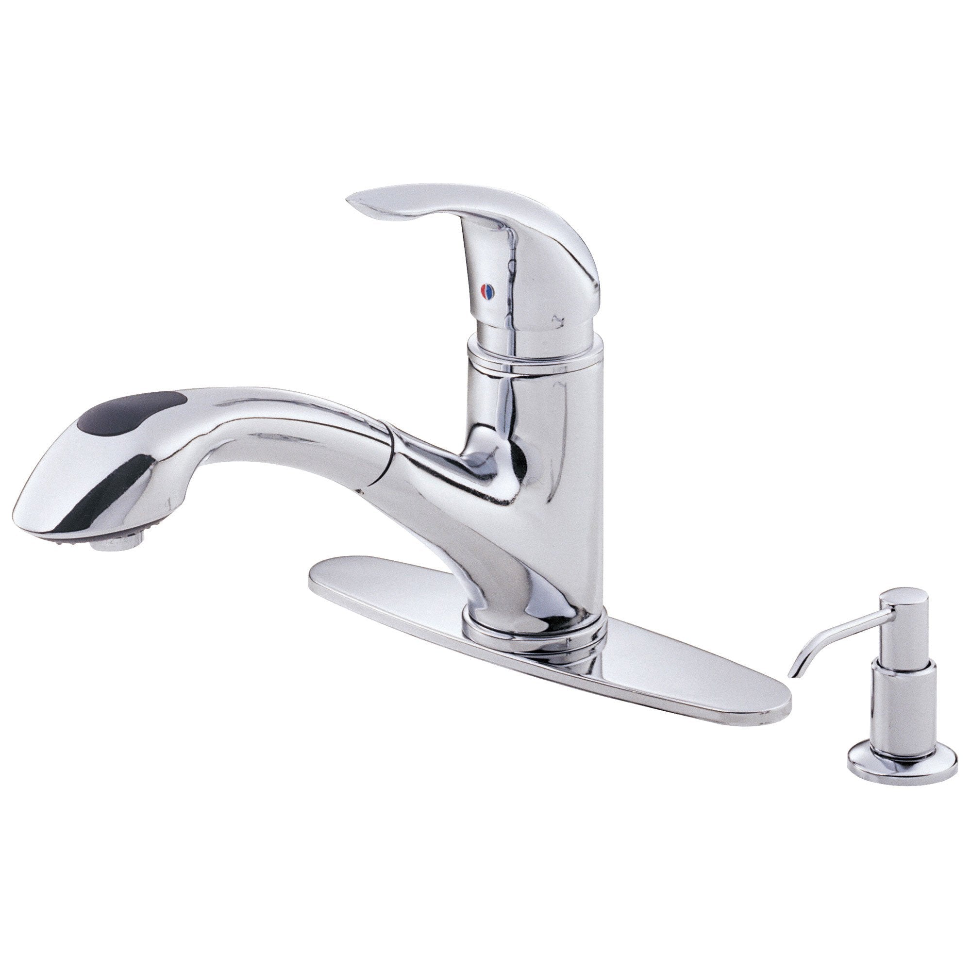 Danze Melrose Modern Chrome Pull-Out Kitchen Faucet with Soap Dispenser - High Arc Sprayer for Washing Dishes & Filling Pots - Perfect for Modern Farmhouse & Contemporary Kitchens
