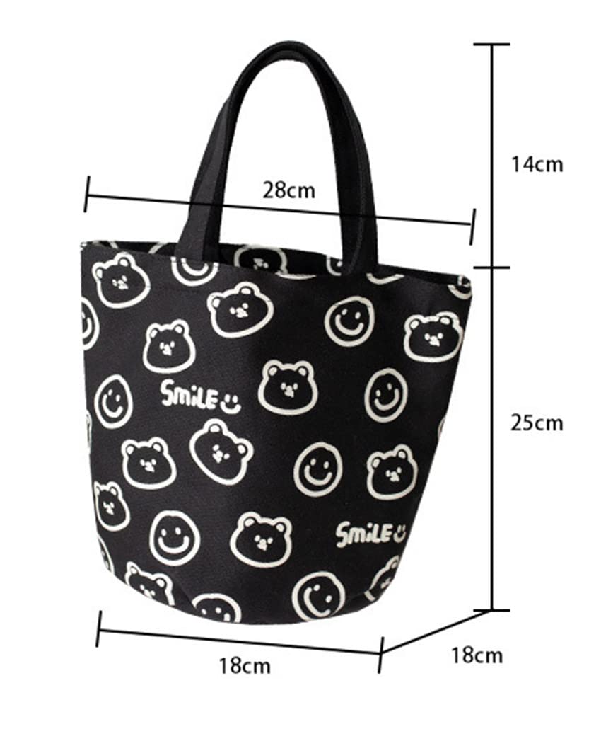 Cute Kawaii Bear Mini Canvas Tote Bag - Y2K Aesthetic Small Shoulder Bag for Women & Girls - Perfect for Grocery Shopping, Beach Trips & Everyday Use