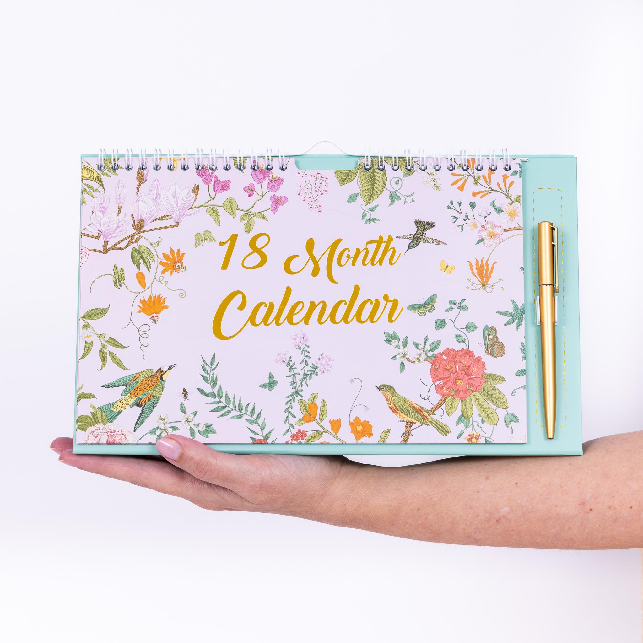 2025-2026 18-Month Spiral Bound Desk Calendar | Standing Flip Planner with Pen Holder | Perfect for Home Office, School & Family Organization | Gift Idea for Professionals & Students