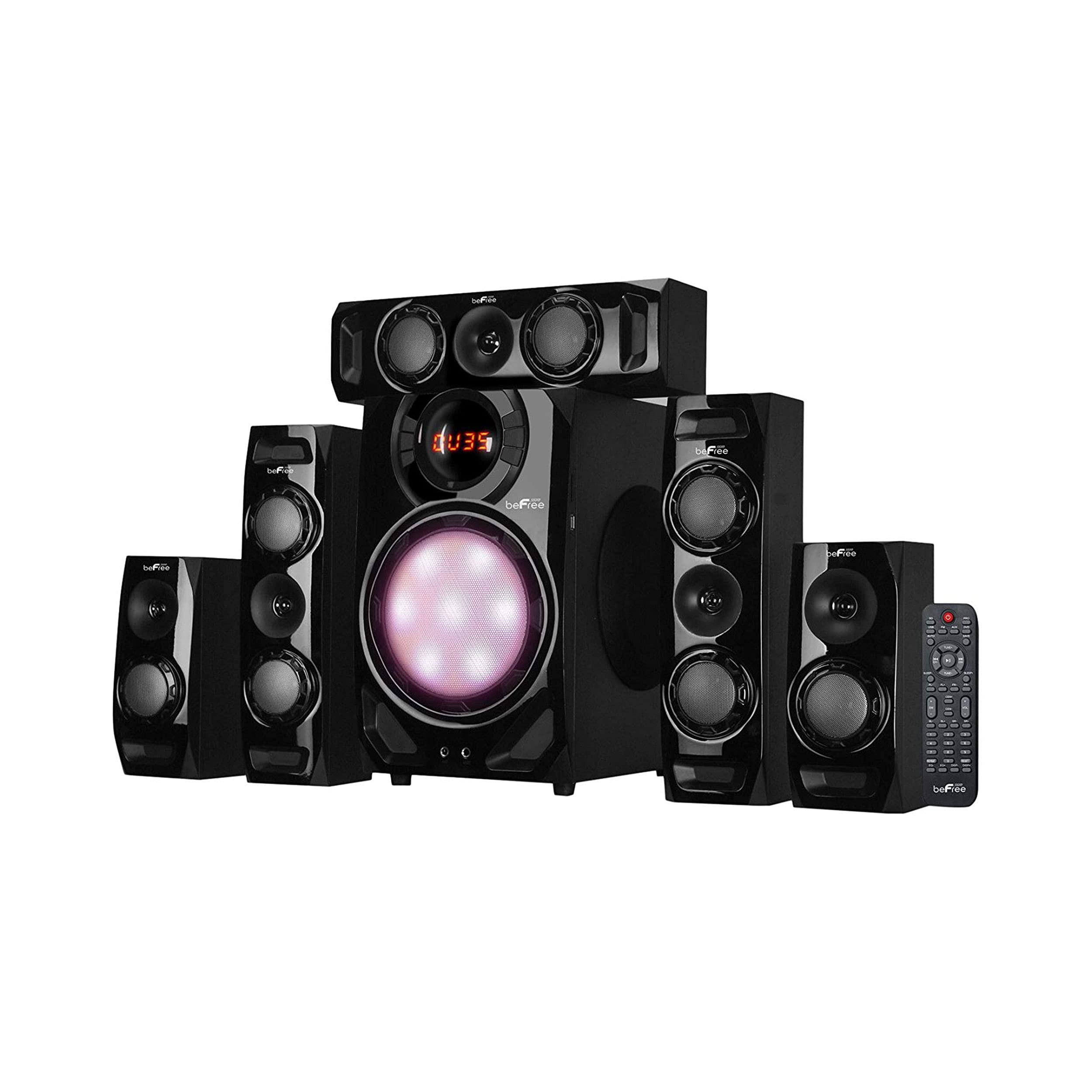 beFree Sound 5.1 Channel Surround Sound Bluetooth Speaker System - Wireless Home Theater Audio for Movies, Gaming & Music (Black)