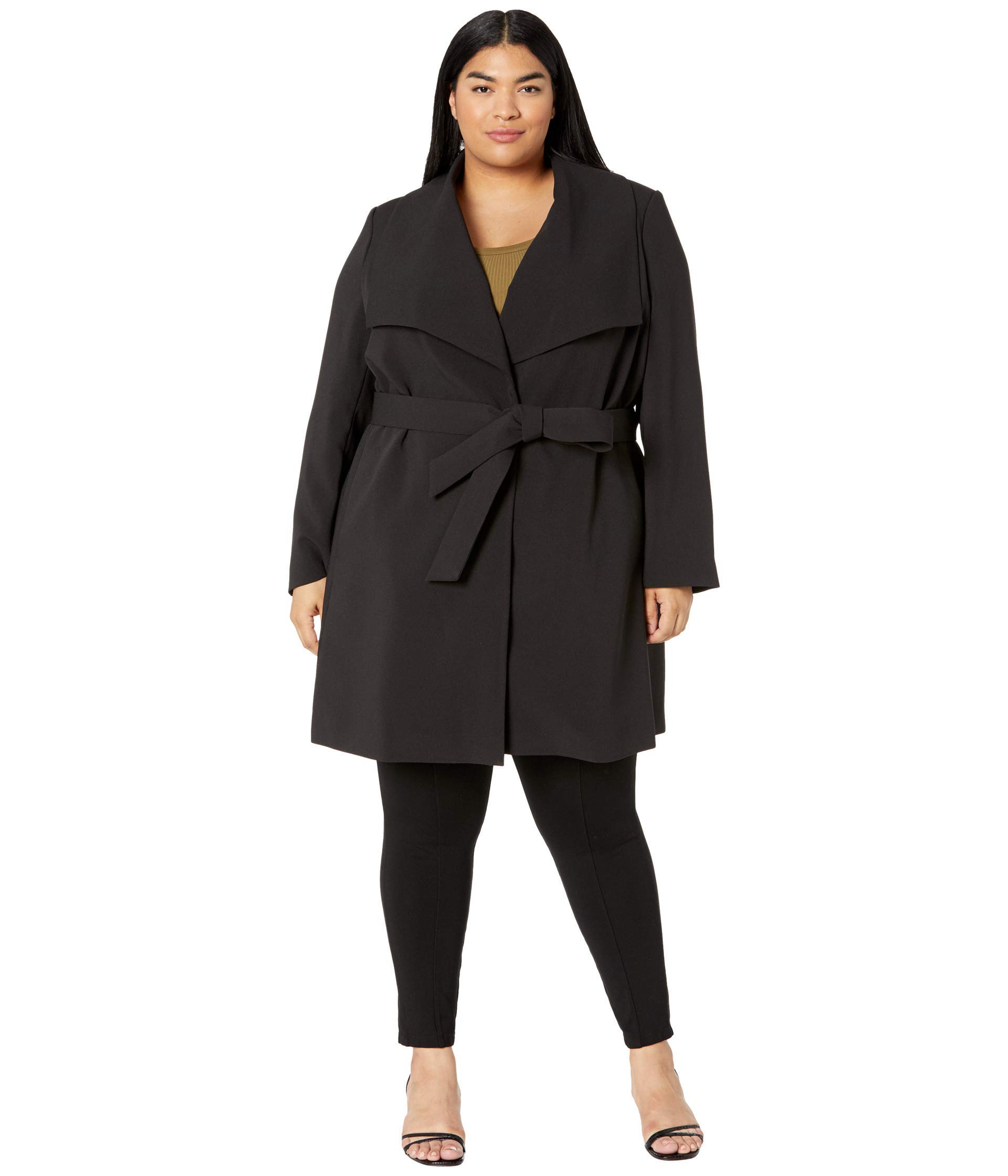 Lauren Ralph Lauren Plus Size Front Wrap Crepe Dress Coat - Elegant Women's Formal Wear for Office, Wedding & Special Occasions