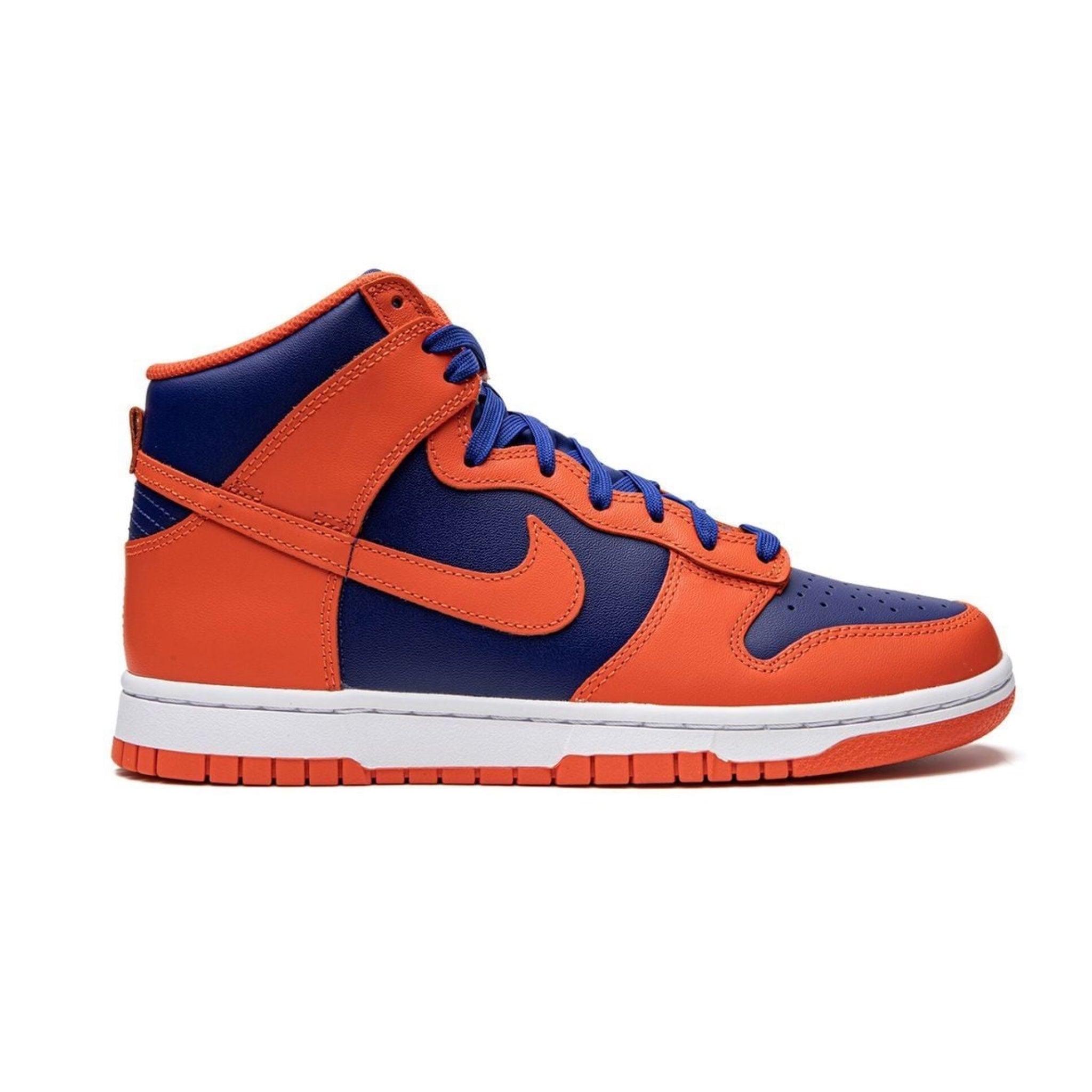 Nike Dunk High Knicks Sneakers - Orange, Deep Royal Blue & White Basketball Shoes for Men | Streetwear Fashion & Casual Wear