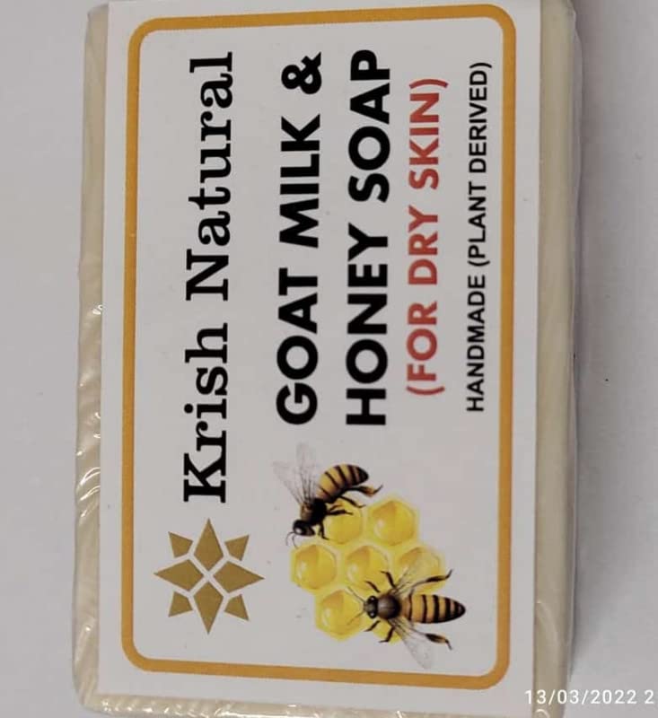 Krish Natural Goat Milk & Honey Soap for Dry Skin - Moisturizing Handmade Bar Soap with Organic Ingredients | Perfect for Sensitive Skin Care & Daily Bathing Routine