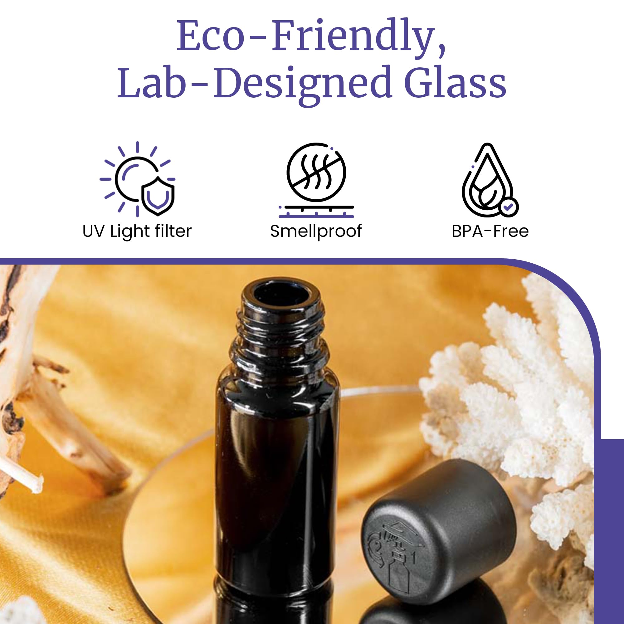 Infinity Jars Black UV Glass Airtight Bottles 10ml (0.34 fl oz) - 10-Pack Screw-Top Refillable Containers for Essential Oils, Coffee, Spices, Perfume & Liquid Storage - Perfect for Kitchen, Bathroom & Travel Organization