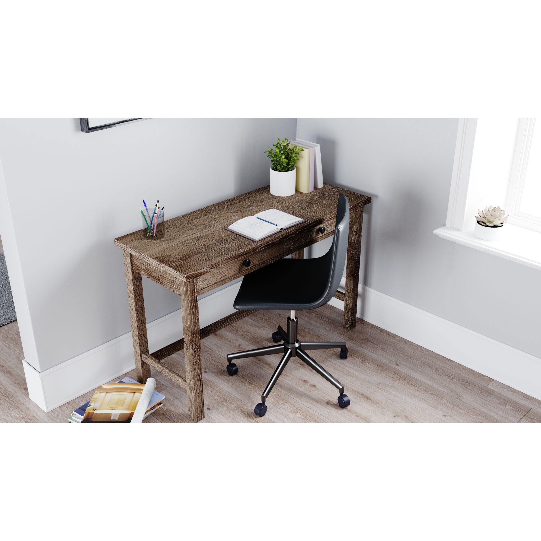 Arlenbry Modern Office Desk - Gray Computer Workstation for Home & Office - Perfect for Remote Work, Study & Small Spaces