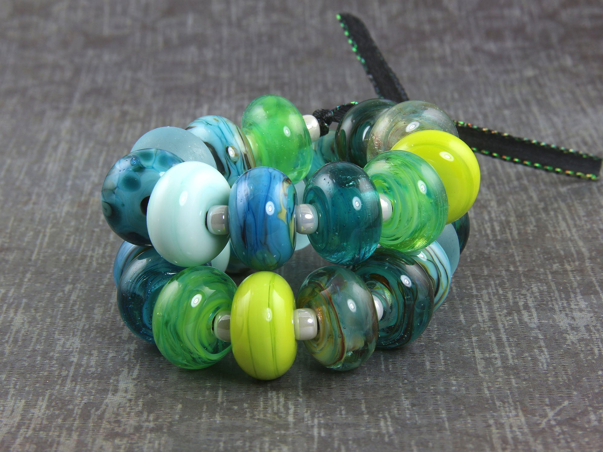 24 Handmade Blue Lagoon Lampwork Glass Beads for Jewelry Making - DIY Bracelet, Necklace & Craft Projects - SRA Certified Artisan Beads