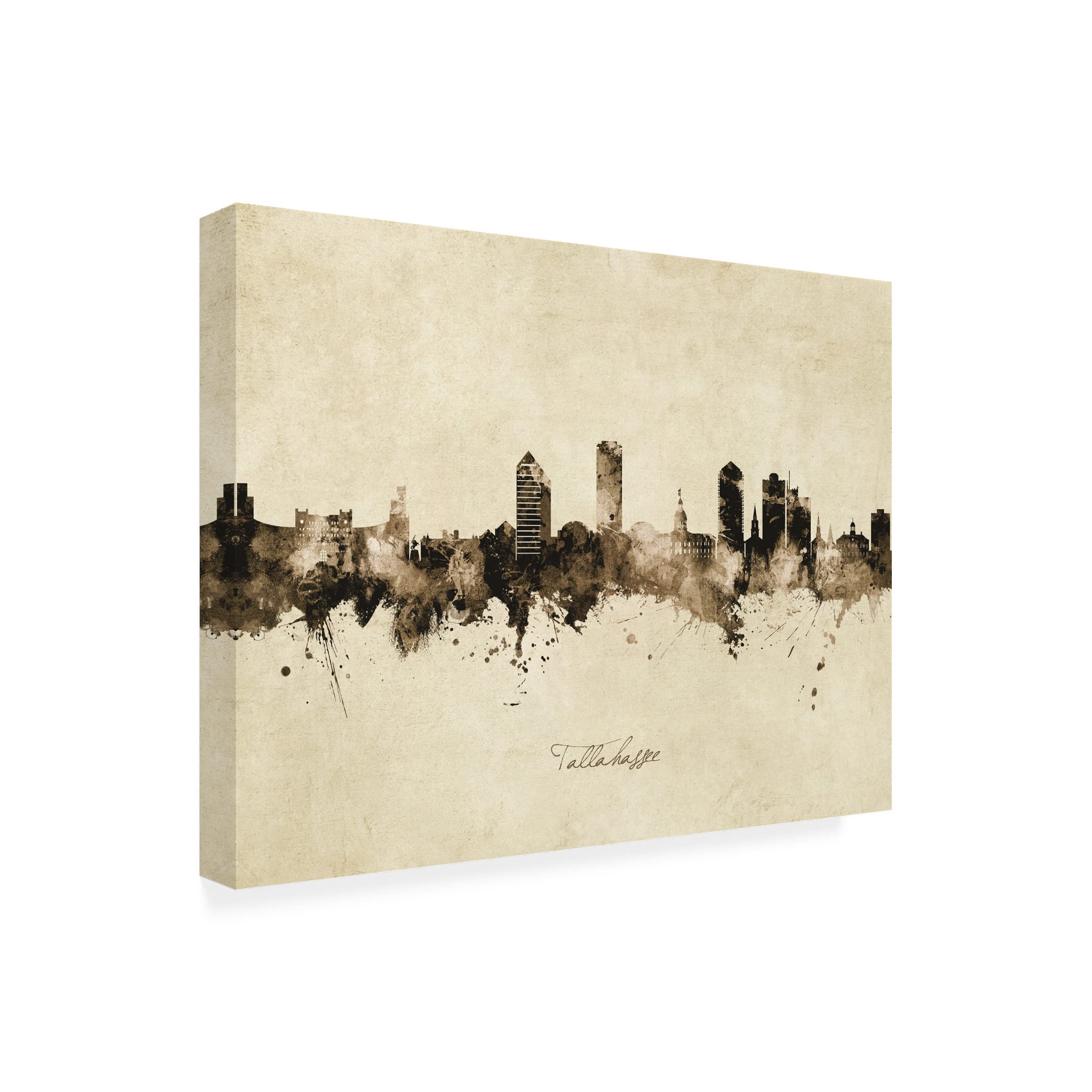 Michael Tompsett Tallahassee Florida Skyline Vintage Canvas Art Print - Wall Decor for Living Room, Office & Bedroom