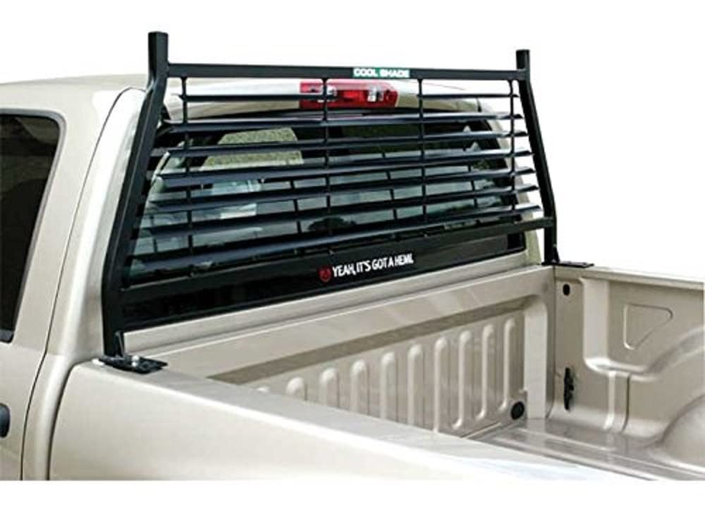 20752B Black Flat Iron Headache Rack for Pickup Trucks - Heavy Duty Rear Window Protection & Cargo Security - Perfect for Work, Hunting & Off-Road Adventures