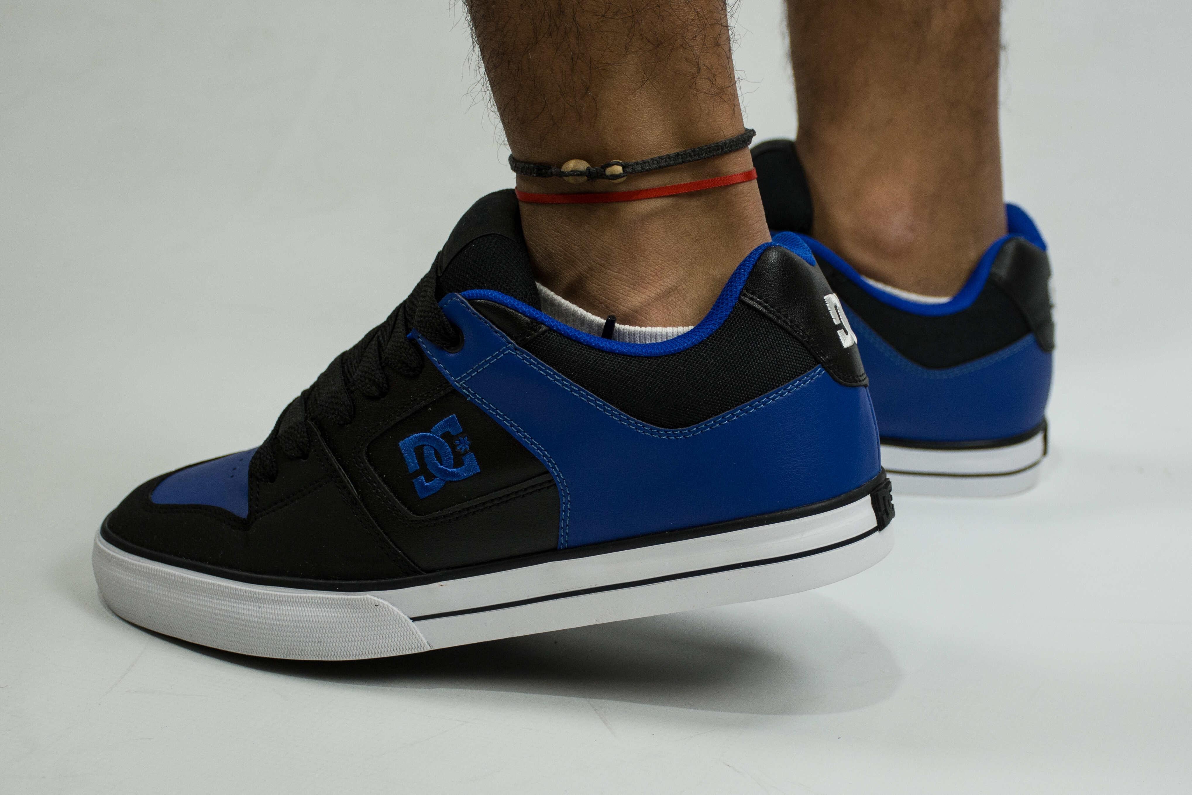DC Pure BR4 Skate Shoes for Men - Black & Blue High-Performance Sneakers for Skateboarding, Streetwear & Casual Wear