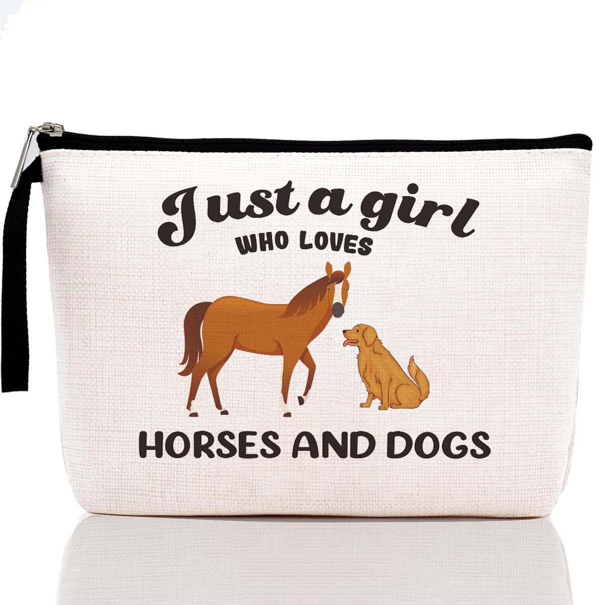 Funny Makeup Bag for Dog & Horse Lovers - Cute Cosmetic Zipper Pouch for Women, Girls, Girlfriend, Bestie, Daughter - Perfect Graduation, Birthday Gift for Best Friends - Ideal for Travel, School & Daily Use