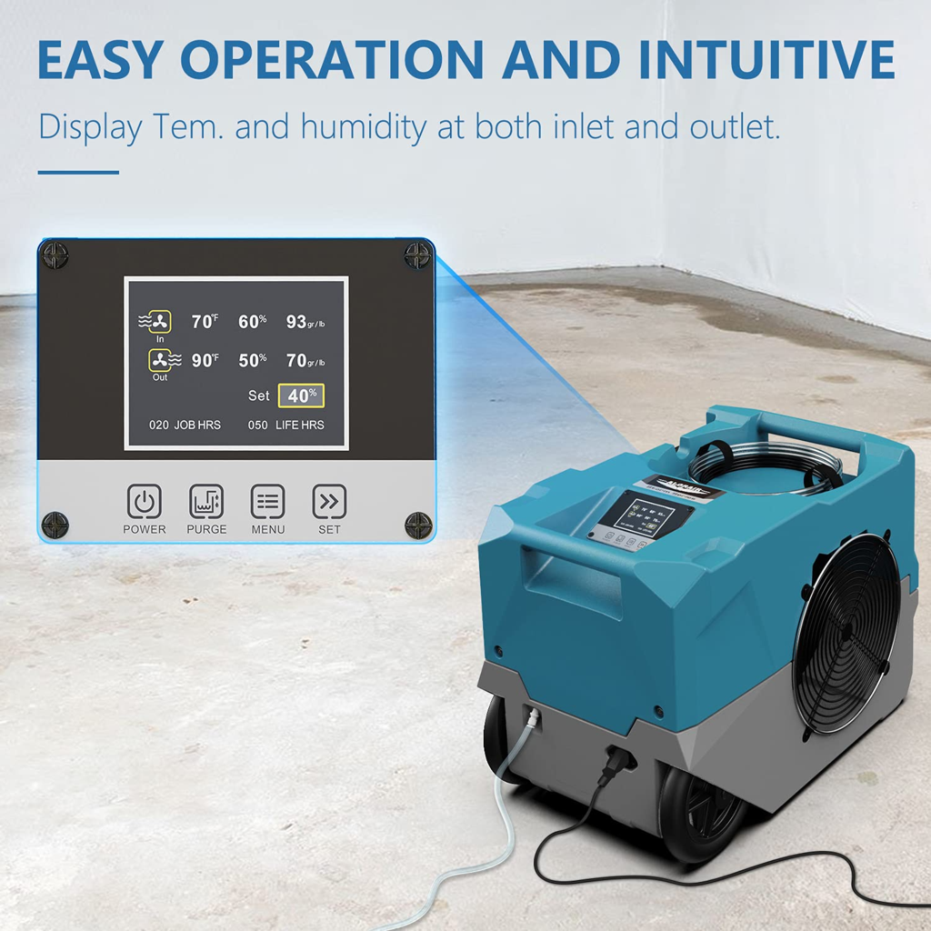 AlorAir LGR 1250 Commercial Dehumidifier - 125 Pints/Day with Built-in Condensate Pump - Heavy Duty Water Damage Restoration & Mold Control - Ideal for Basements, Warehouses, and Flood Cleanup