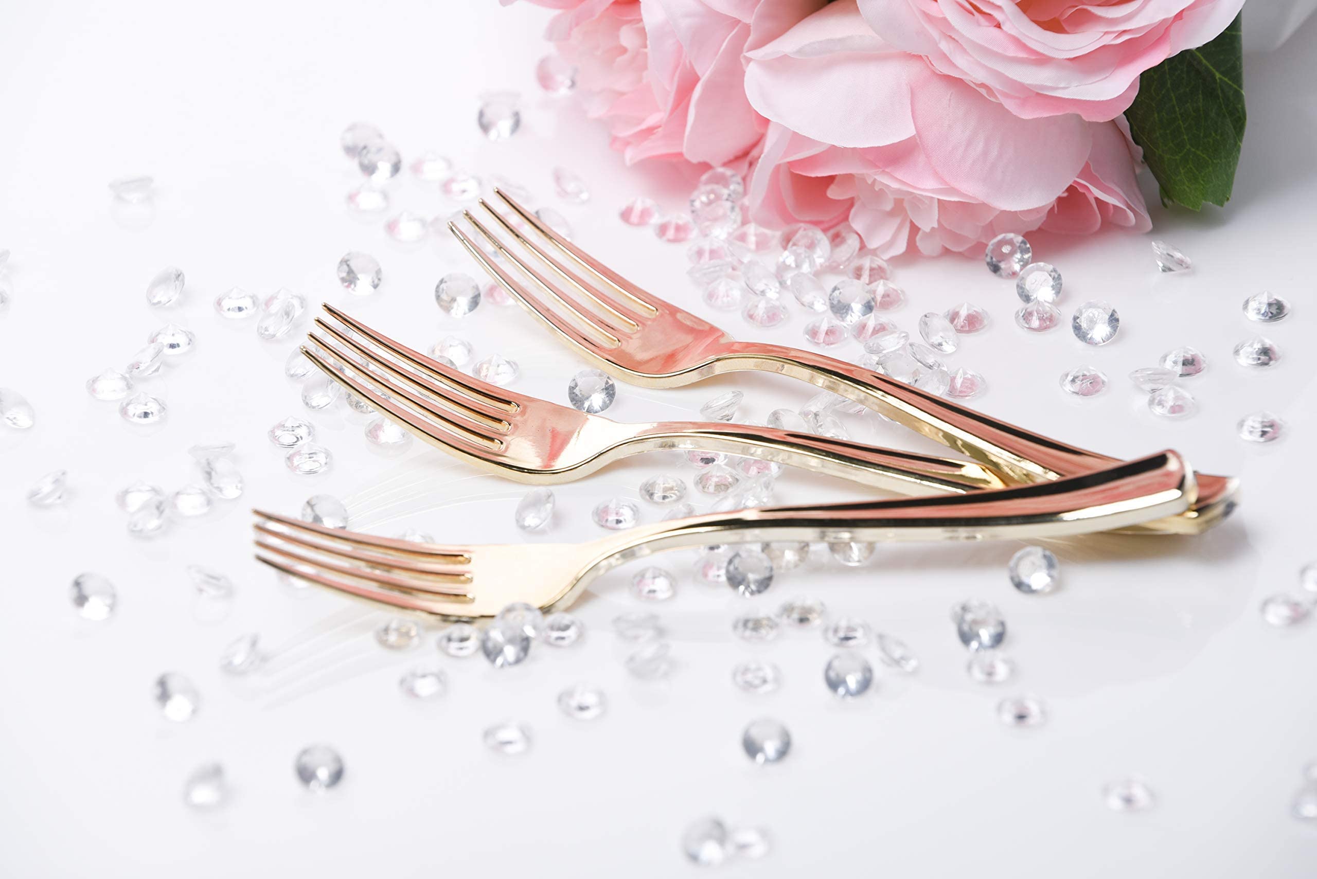 50-Piece Gold Plastic Forks Set - Heavy Duty Disposable Silverware for Parties, Weddings & Events - 7.4 Inch Elegant Plastic Utensils - Perfect for Catering, Picnics & Outdoor Dining