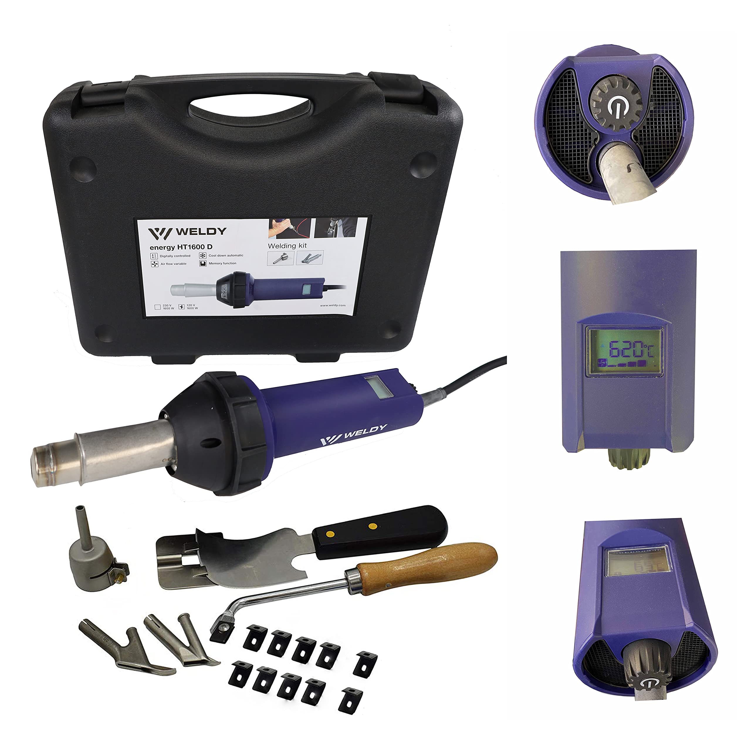 1600W Digital Heat Gun for Plastic Welding, PVC & TPO Roofing, Flooring Repair - Includes Flooring Kit | Perfect for DIY Home Repairs, Automotive Plastic Fixing, and Craft Projects