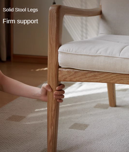 Modern Oak Solid Wood Cross-Legged Chair with Backrest - Perfect for Living Room, Dining Room, and Home Office Seating