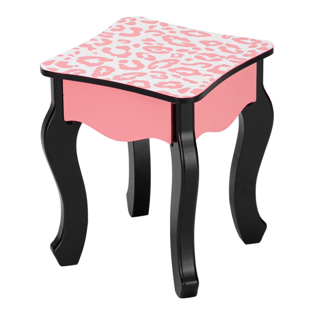 Bonnlo Kids Vanity Set - Modern Princess Vanity Table with Stool & Tri-Folding Mirror, Girls Makeup Dressing Table with Drawer, Perfect for Bedroom Decor & Pretend Play (Pink/White) - Ideal for Birthday Gifts, Room Makeover & Dress-Up Playtime