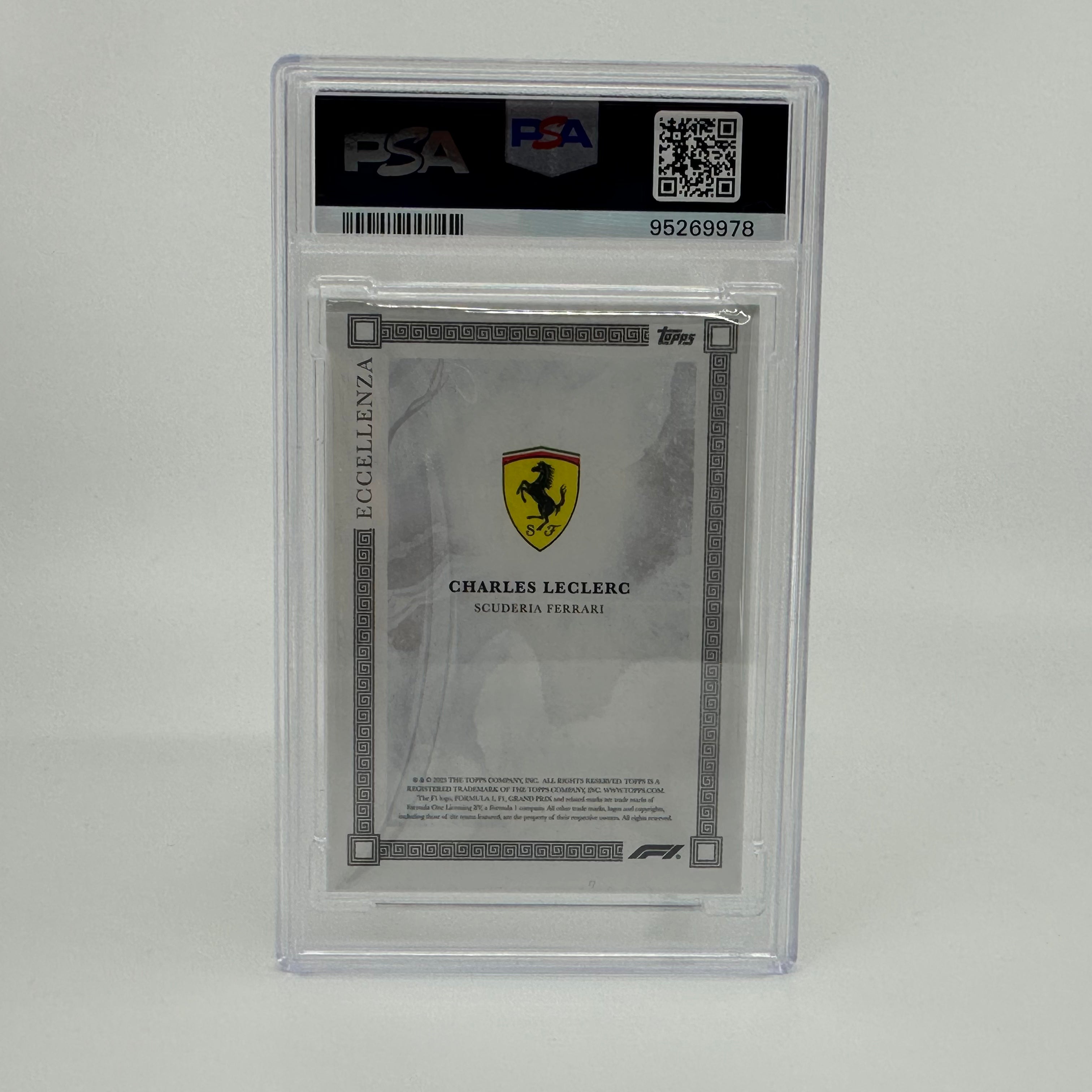 PSA 8 2023 Charles Leclerc Gray Eccellenza #11/75 Trading Card - Perfect for F1 Collectors, Display Cases & Sports Memorabilia Collections