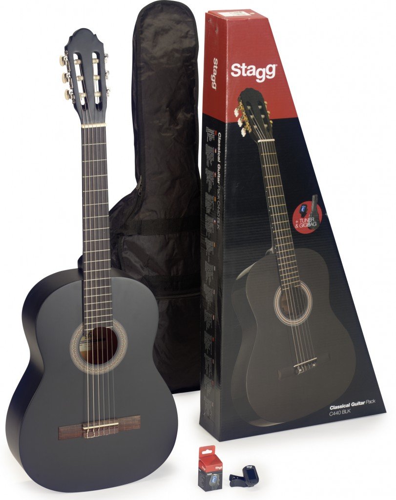 Stagg C440 M BLK Pack - Full-Size Acoustic Guitar Starter Kit with Gig Bag, Tuner & Accessories - Perfect for Beginners, Students & Travel Musicians