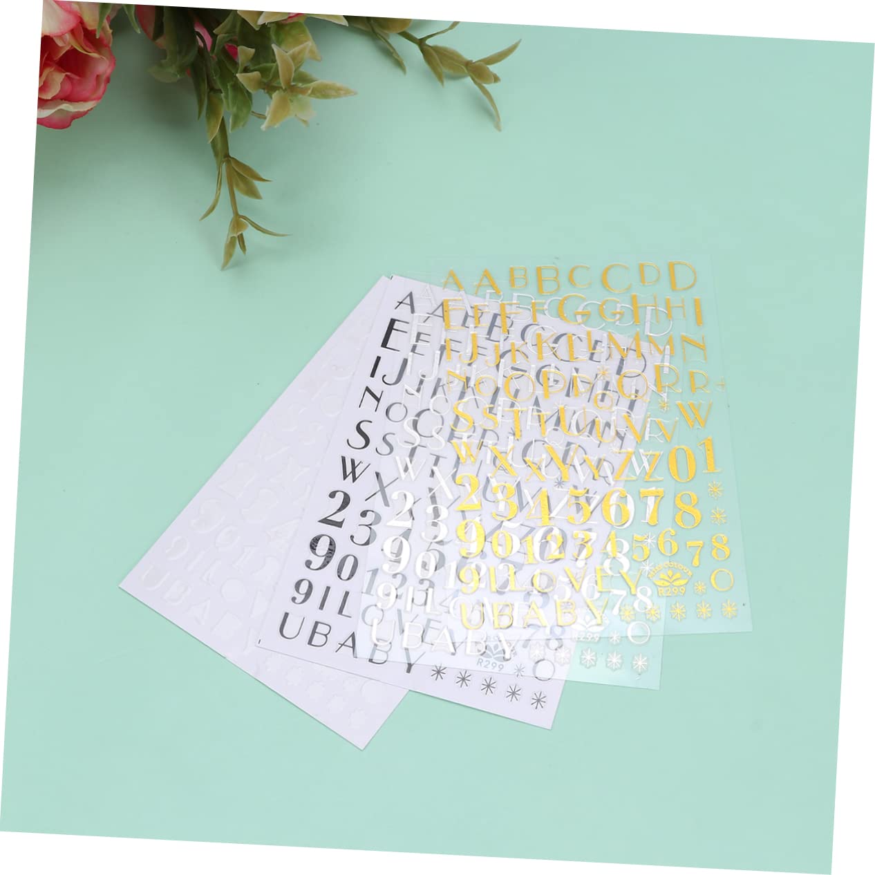 Minkissy 8pcs Alphabet Letter Stickers for Nail Art - 3D Nail Decals, Manicure Stickers, Nail Art Decoration - Perfect for DIY Nails, Salon Designs, and Creative Nail Art Projects
