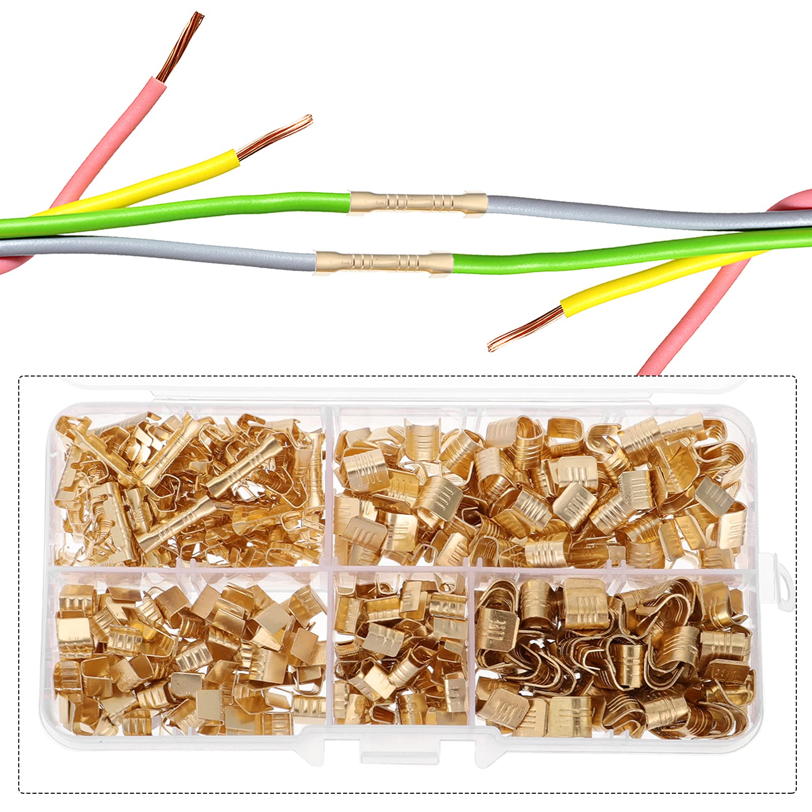 500pcs U-Shaped Copper Wire Terminals - Electrical Connectors Kit for DIY, Auto, and Home Wiring Projects | High Conductivity, Durable, and Secure Connection