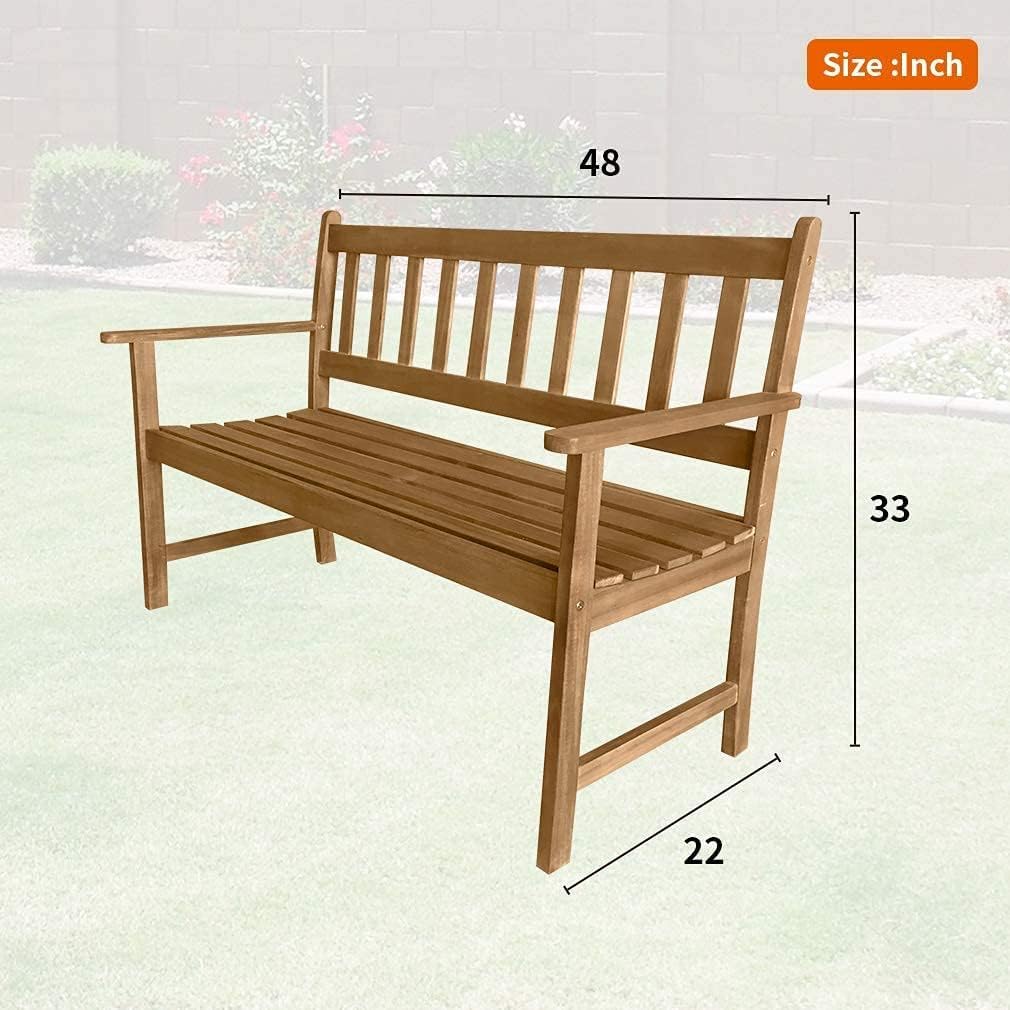 FDW Acacia Wood Outdoor Patio Bench - Natural Oiled Garden Park Bench for Poolside, Beach, Backyard, Balcony, Porch & Deck | Durable Wooden Furniture for Relaxing in Your Outdoor Living Space