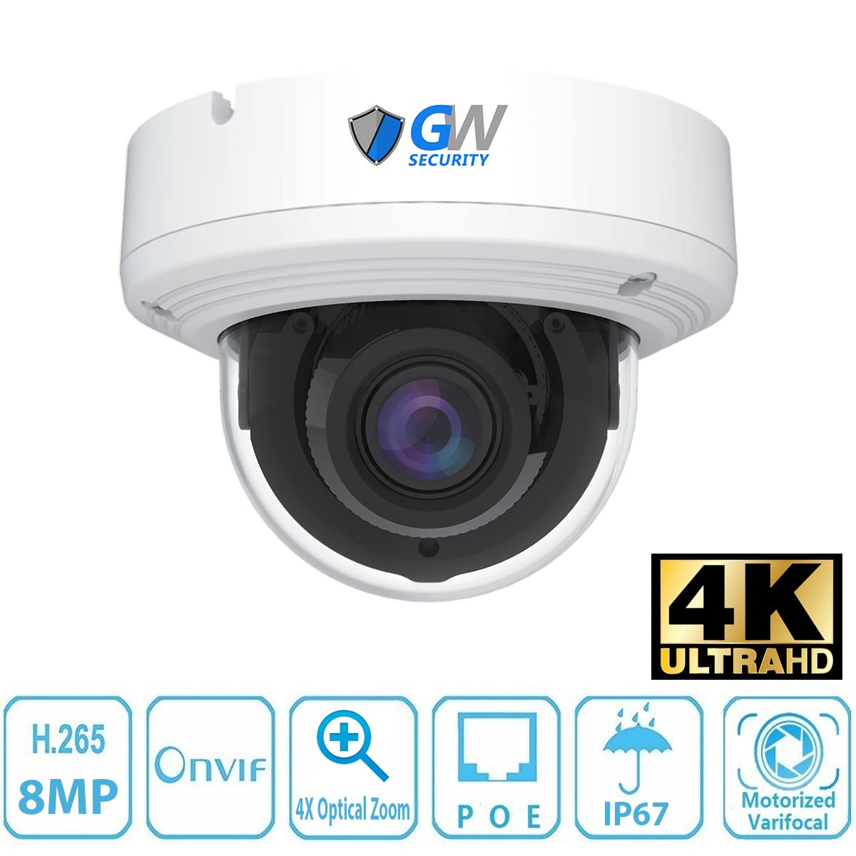 4K 8-Channel Security Camera System with 8MP AI Facial Recognition, Human & Vehicle Detection - 5X Optical Zoom PoE IP Dome Cameras for Home & Business Surveillance (3840x2160 @30fps)