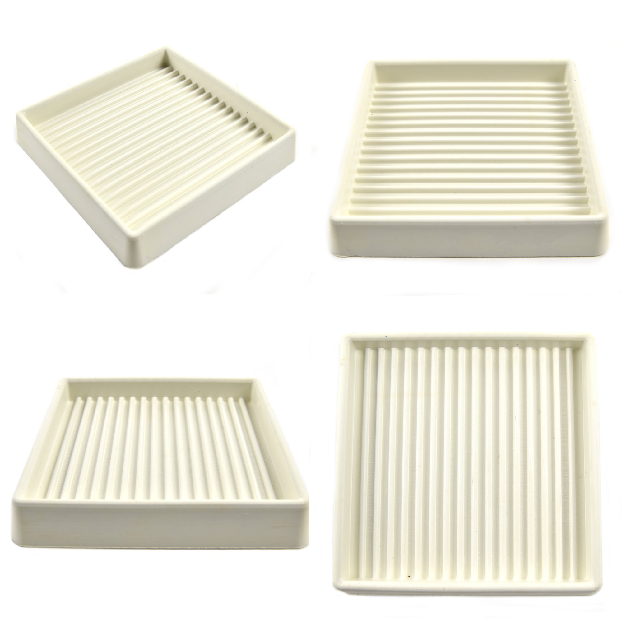 Heavy Duty Rubber Caster Cups 3x3 Inches - Set of 4 White Floor Protectors for Furniture Legs, Chairs & Tables - Prevents Scratches on Hardwood Floors & Tile