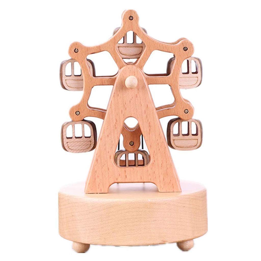 Handcrafted Wooden Ferris Wheel Music Box - 10x10x15cm Rotating Anniversary Gift for Christmas, Weddings & Home Decor