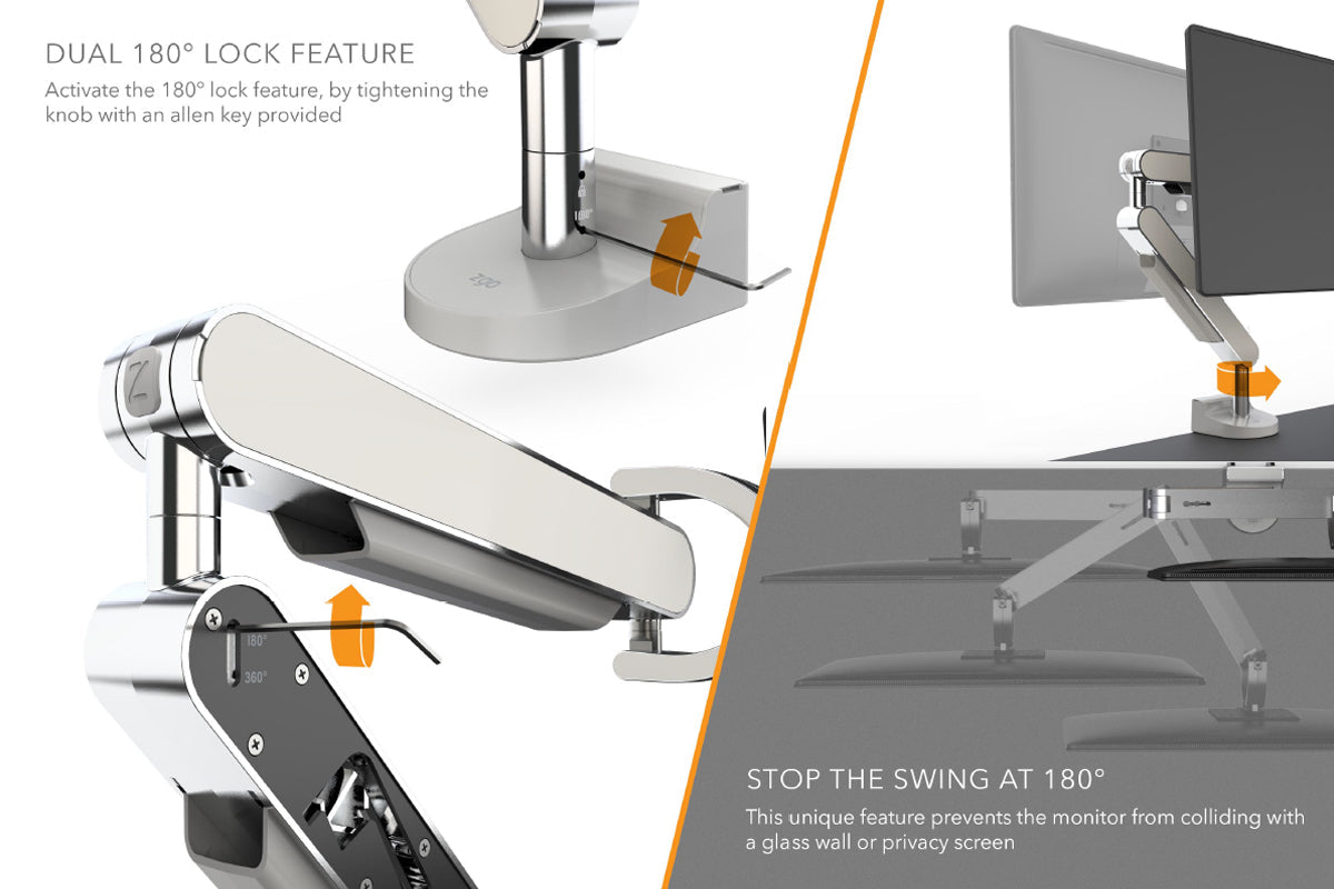 Zgo Adjustable Single Arm Monitor Stand with Crossbar for Dual Screen Setup - Perfect for Home Office, Gaming, and Workspace Ergonomics