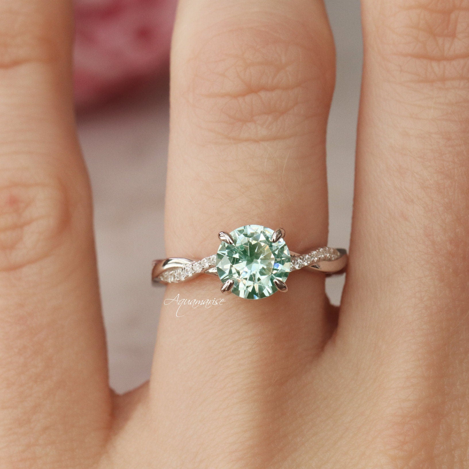 Sophia Light Green Sapphire Ring - Sterling Silver Jewelry for Women, Elegant Gift for Her, Perfect for Weddings & Special Occasions