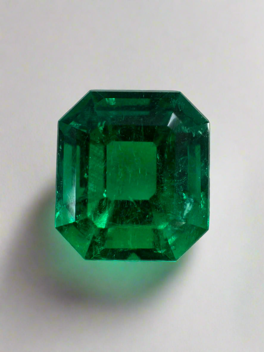 Faith Lab Diamond Art Deco Custom Ring - 1.75 Carat 7.5x6.75mm AAA+ Vivid Muzo Green Colombian Emerald, Emerald Cut Loose Gemstone for Investment & Jewelry Making | Perfect for Engagement Rings, Anniversary Gifts & Luxury Collections