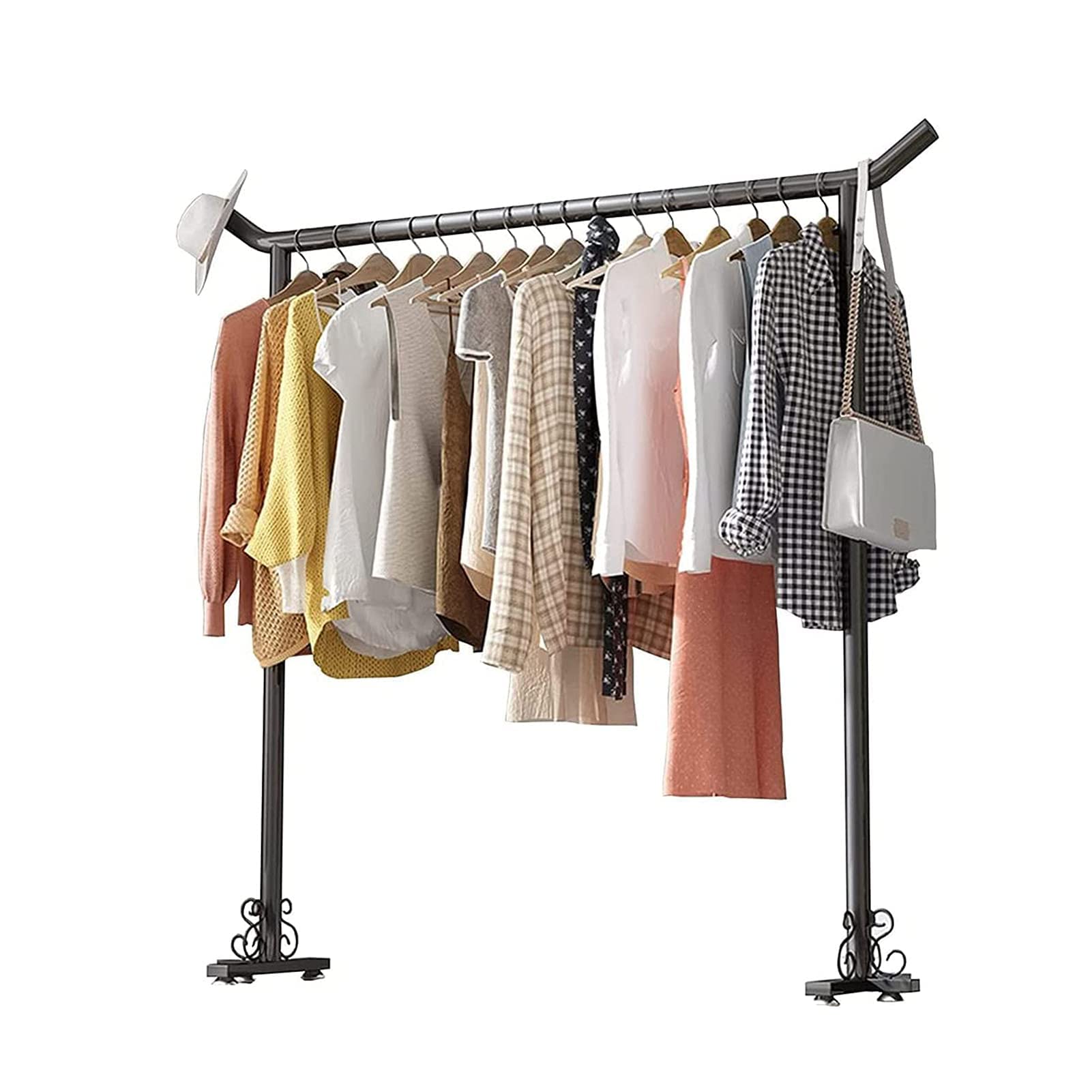 Single Rod Clothes Rail - Adjustable Multifunctional Clothing Rack for Store Display & Home Use | Standing Indoor Garment Drying Rack for Bedroom, Closet & Balcony Organization | Perfect for Retail Stores, Boutiques & Home Storage Solutions