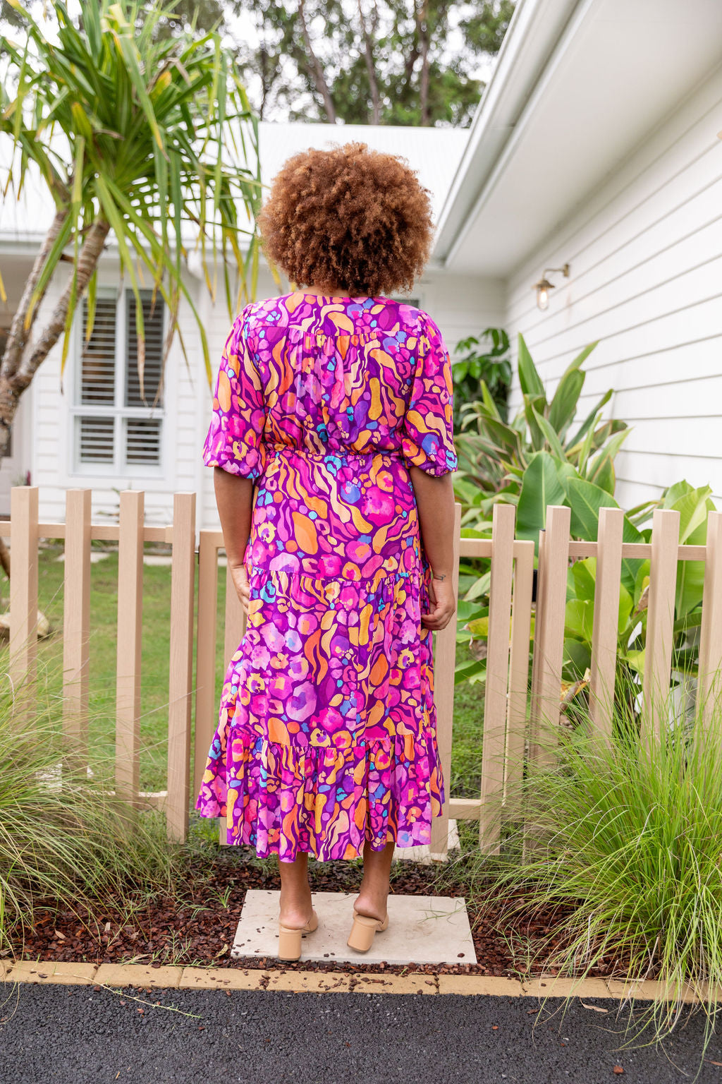 Kasey Rainbow Ruby Billie Dress - Elegant Women's Floral Midi Dress for Casual Wear, Date Nights & Special Occasions
