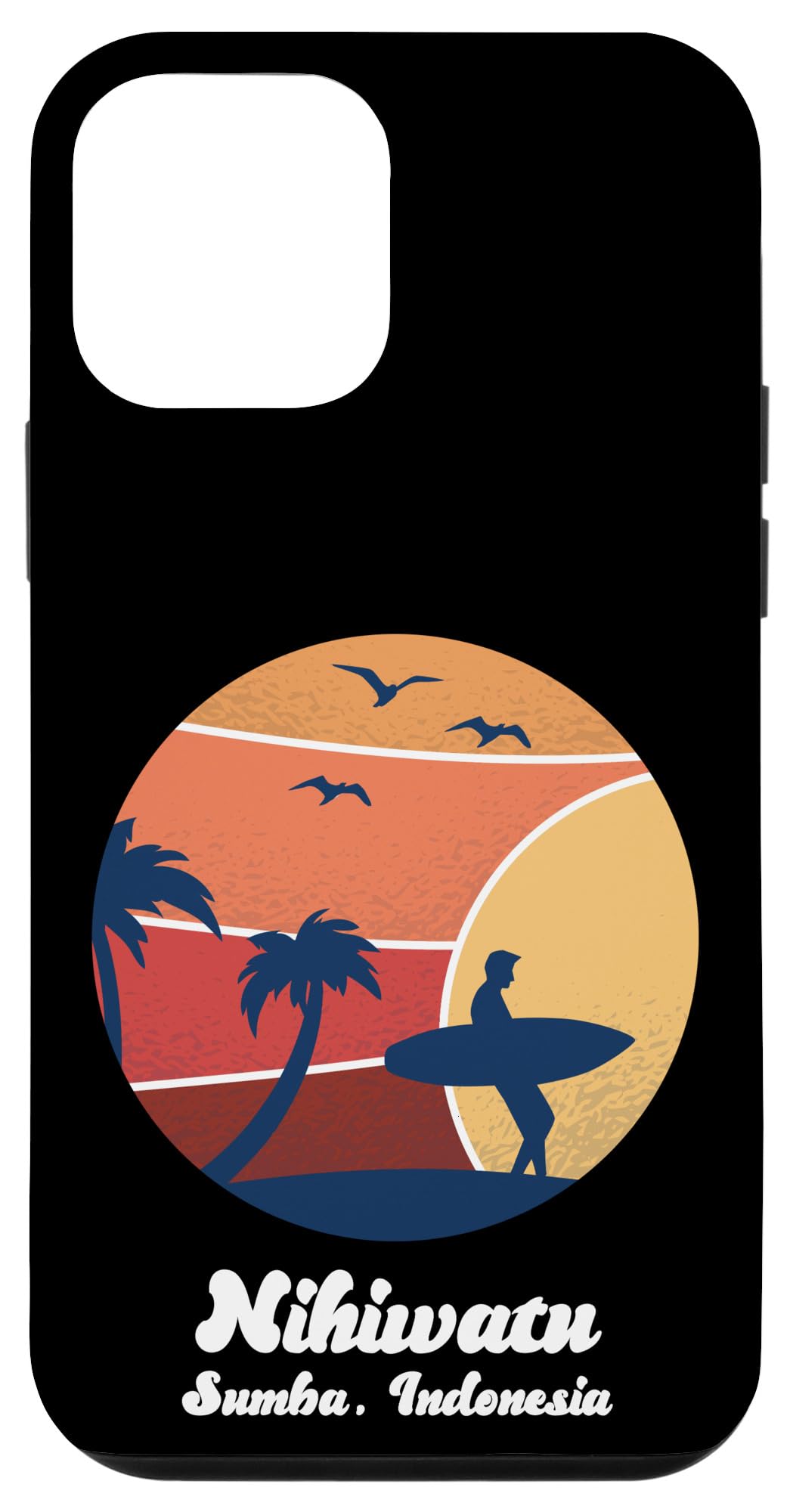 iPhone 12 Mini Case - Vintage Surfer Beach Design Inspired by Nihiwatu Sumba Indonesia | Perfect for Surf Lovers & Beach Vacation | Trendy Retro Phone Cover for Daily Use & Travel