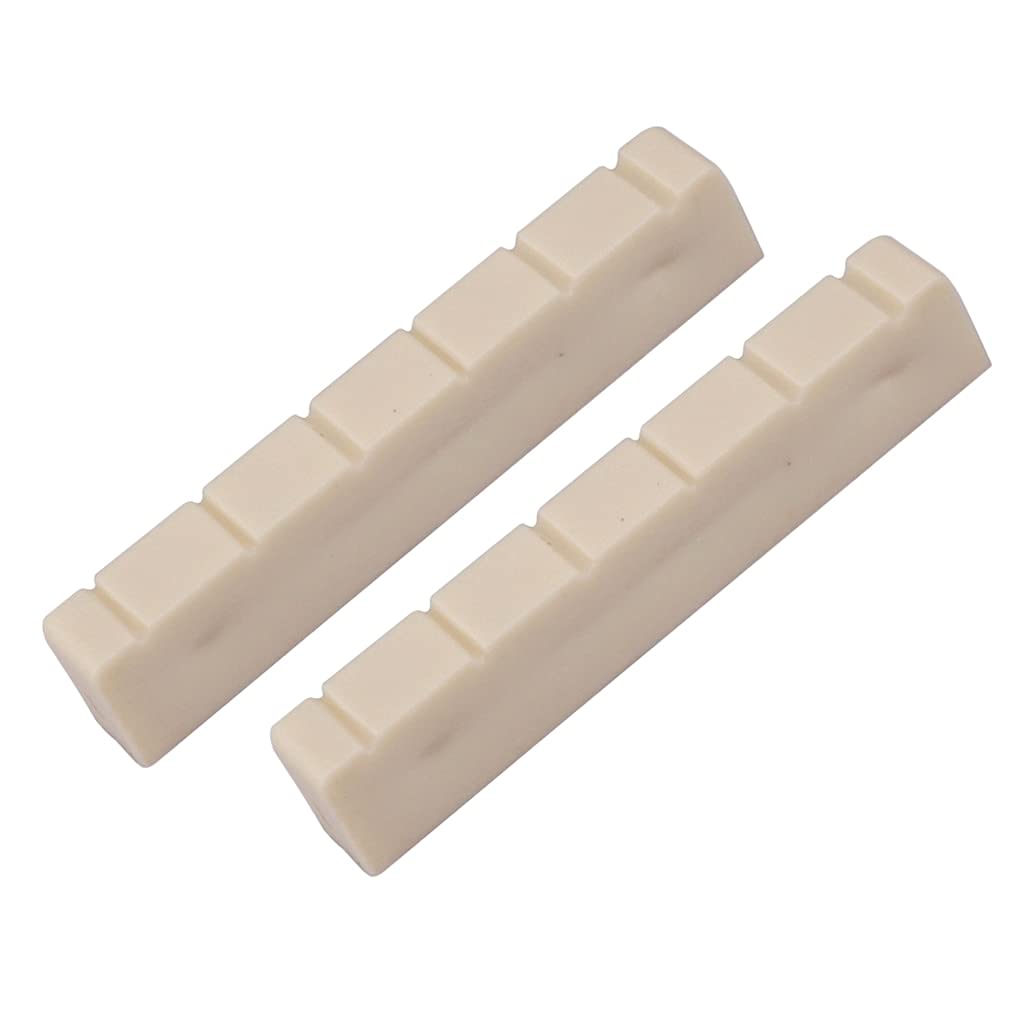 2Pcs Classical Guitar Bone Nuts 48mm 6 String Slotted - Premium White Guitar Nut Replacement Parts for Classical Acoustic Guitars | Perfect for Guitar Repair & Maintenance