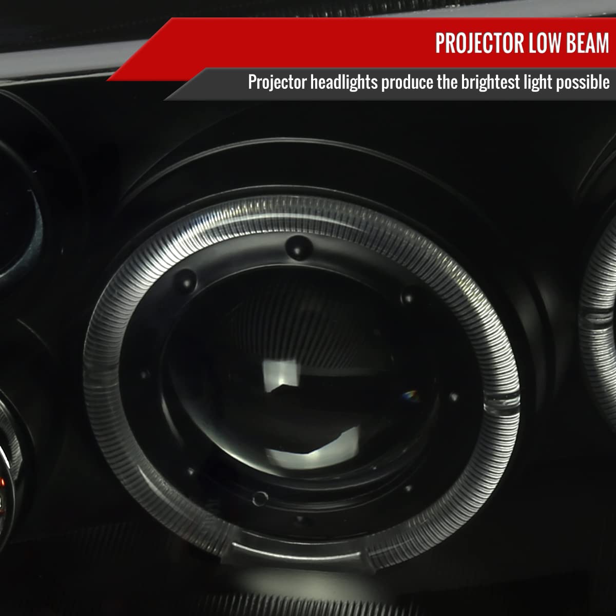 99-05 LED Halo Black Projector Headlights with Smoke Lens & Fog Lights - Upgrade Your Car's Style & Visibility for Night Driving
