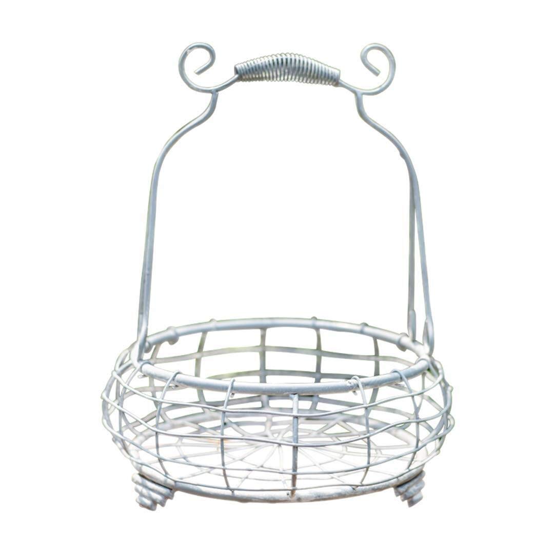 Vintage Wrought Iron Handmade Woven Fruit Bowl Basket - Rustic Kitchen Storage Container for Fruits, Vegetables & Home Decor | Perfect for Farmhouse, Dining Table & Pantry Organization