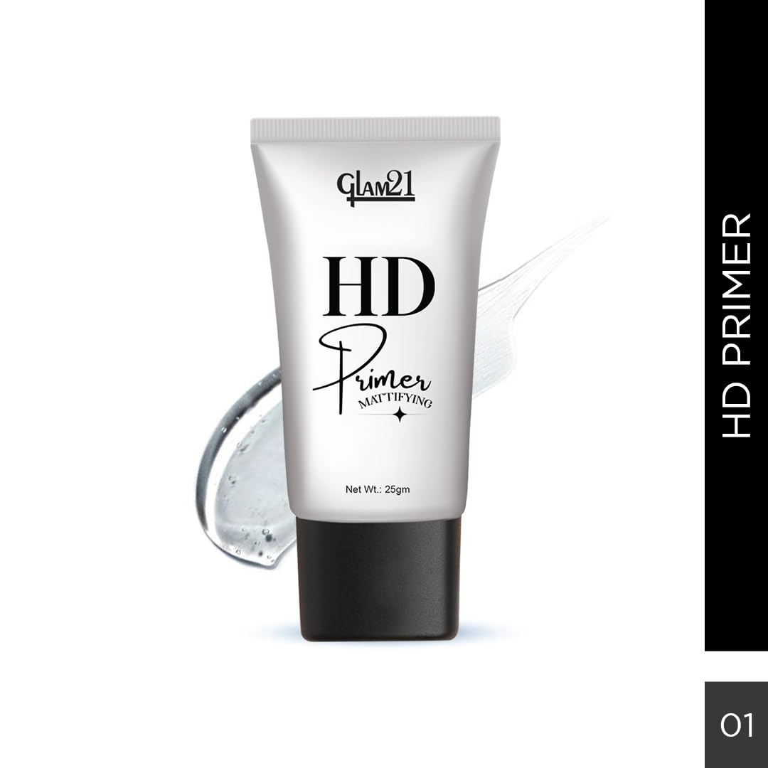 Glam 21 Face Primer - Pore Minimizing Makeup Base with Gel-Like Texture & Apricot Essence | Lightweight, Perfect Coverage Foundation Primer | 25g | Ideal for Daily Wear, Special Occasions & Photo Shoots