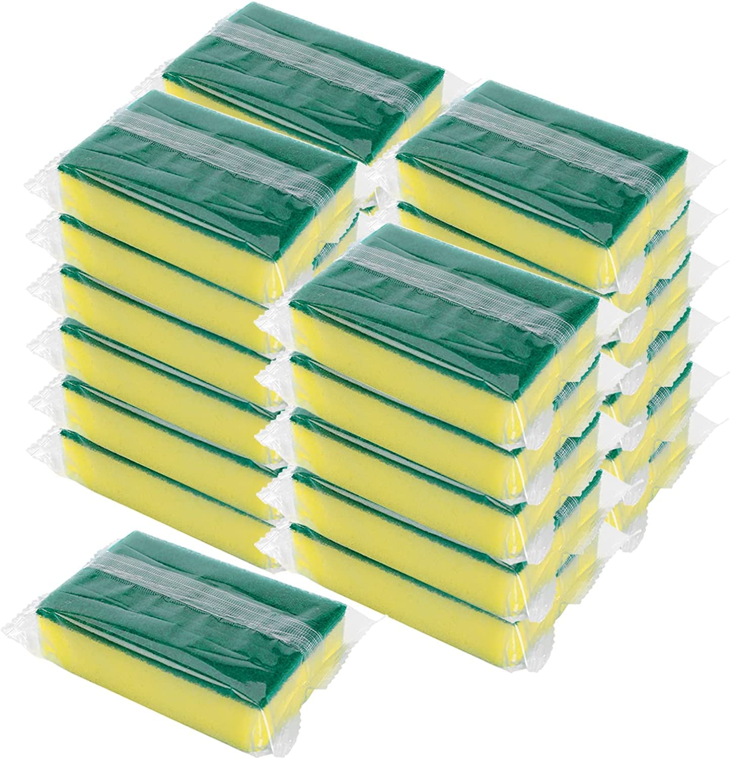 40-Pack Individually Wrapped Kitchen Sponges | Non-Scratch Dishwashing Sponges for Cleaning Dishes | Odor-Free Scouring Pads | Perfect for Home, Travel & Apartment Use