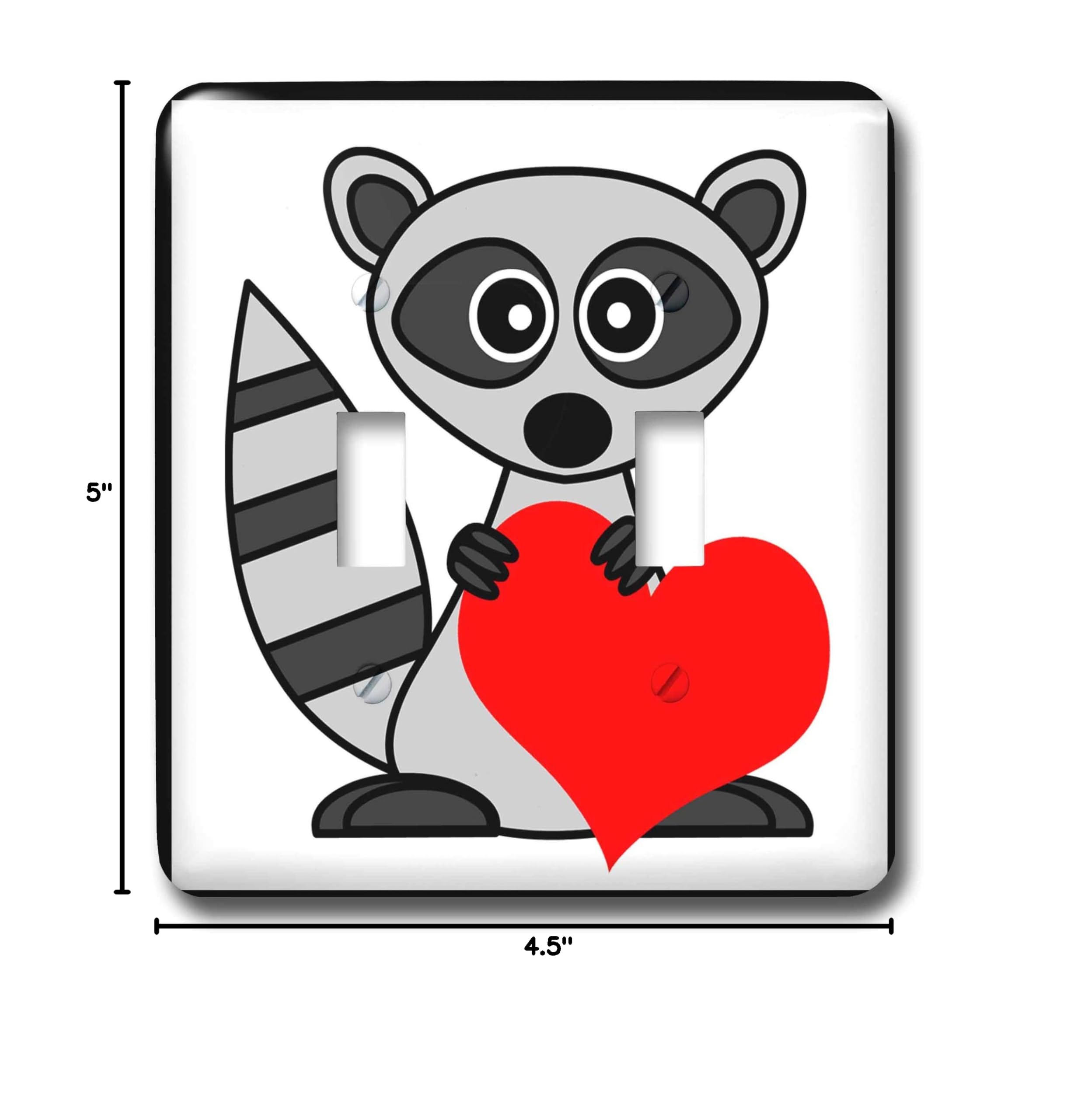 3D Rose Raccoon Has My Heart Double Toggle Switch - Cute Animal Design for Wall Decor, Bedroom, Living Room, Office & Gifts