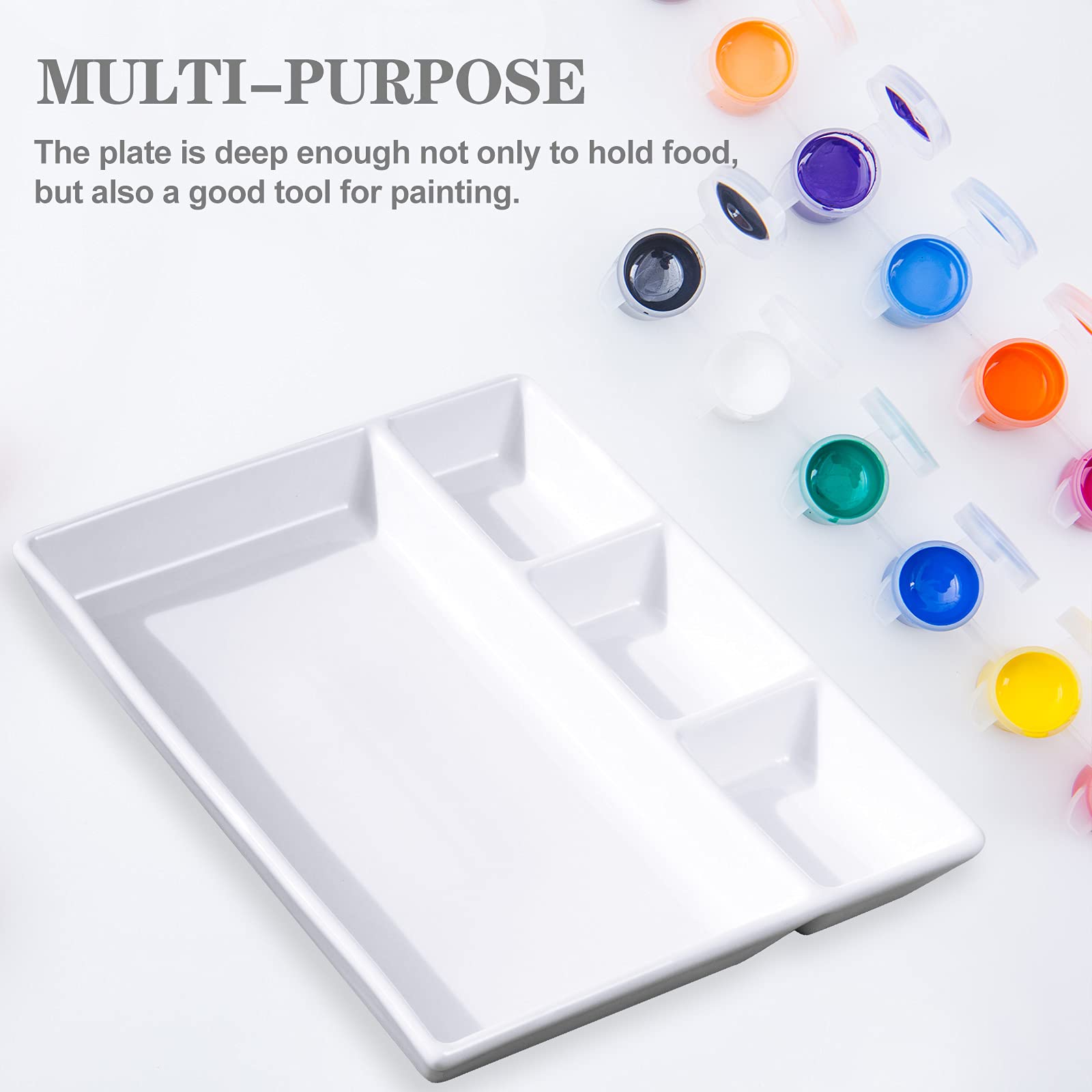 **4-Compartment Divided Ceramic Plate - Quadrant Shaped Serving Dish for Sauces, Snacks, Salad & Dinner | Perfect for Luncheons, Parties & Home Dining**
