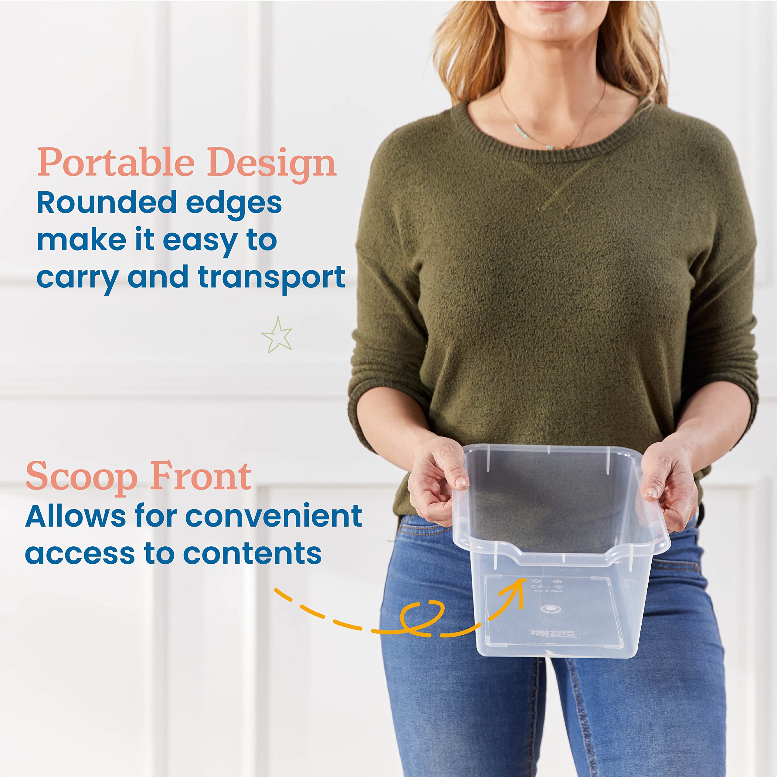 ECR4Kids Clear Scoop Front Storage Bins - 25-Piece Set for Classroom, Home & Office Organization - Multipurpose Plastic Bins for Toys, Books, Supplies & Craft Storage