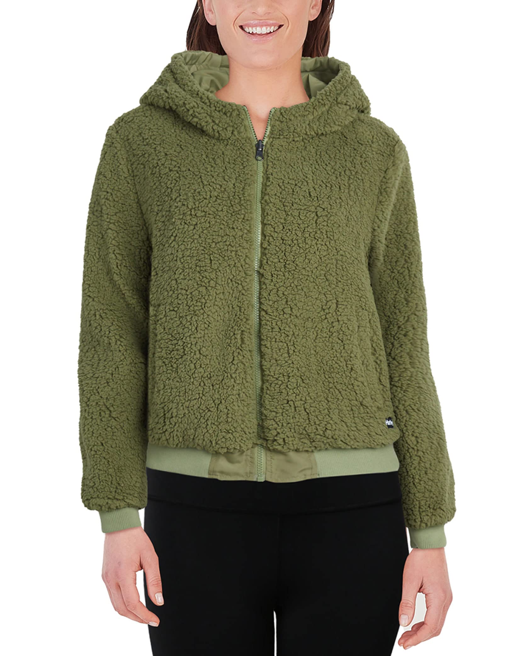 Hurley Women's Reversible Teddy Sherpa Bomber Jacket - Lightweight Windbreaker Coat for Women (S-XL) | Cozy Winter Outerwear for Casual Wear & Outdoor Activities