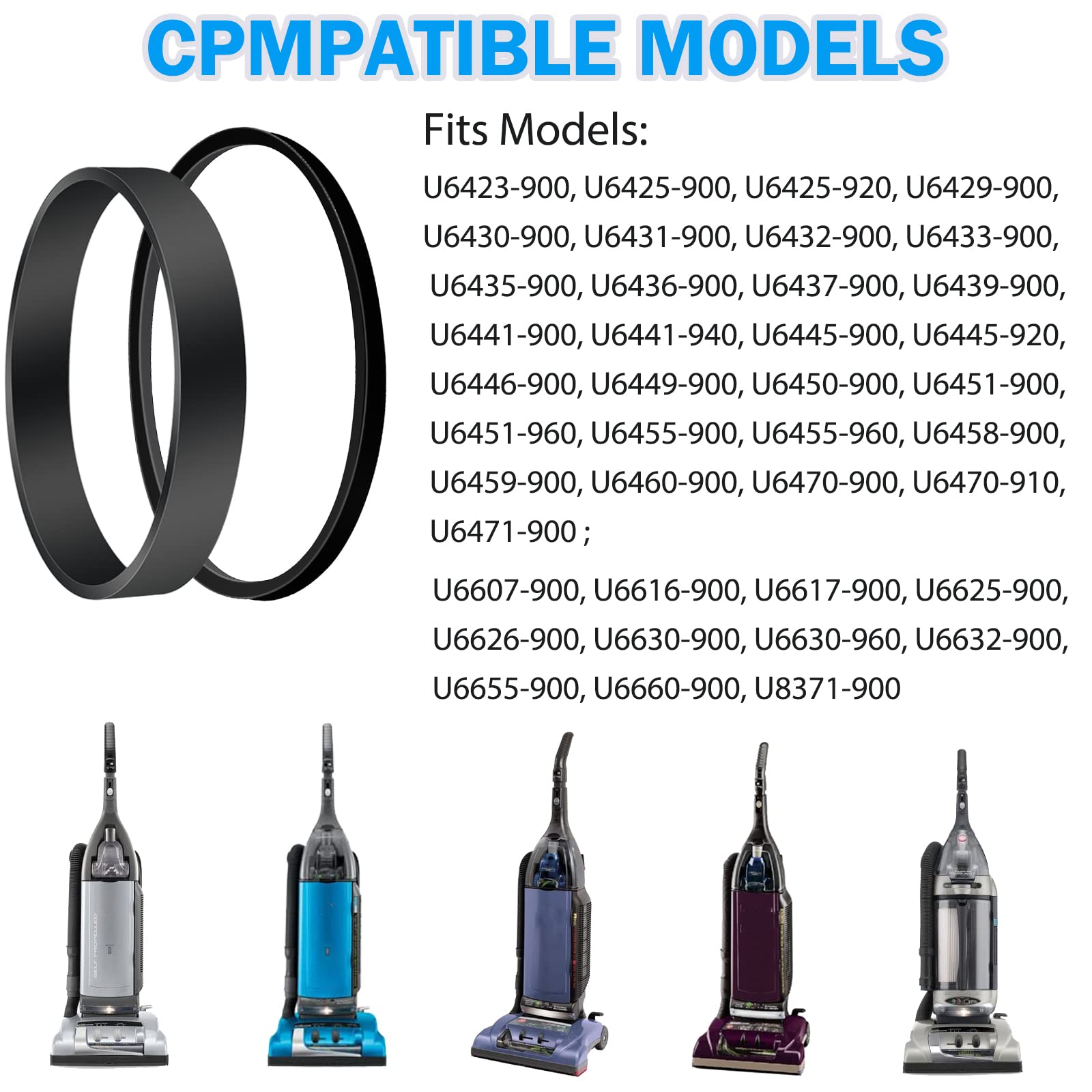 Hoover Self-Propelled Windtunnel Vacuum Cleaner Belts Replacement - Compatible with Models U6485900, U6439900, U6454900, U6630900 Series - Replaces Parts 38528034 & 38528035 - Perfect for Home Cleaning and Maintenance