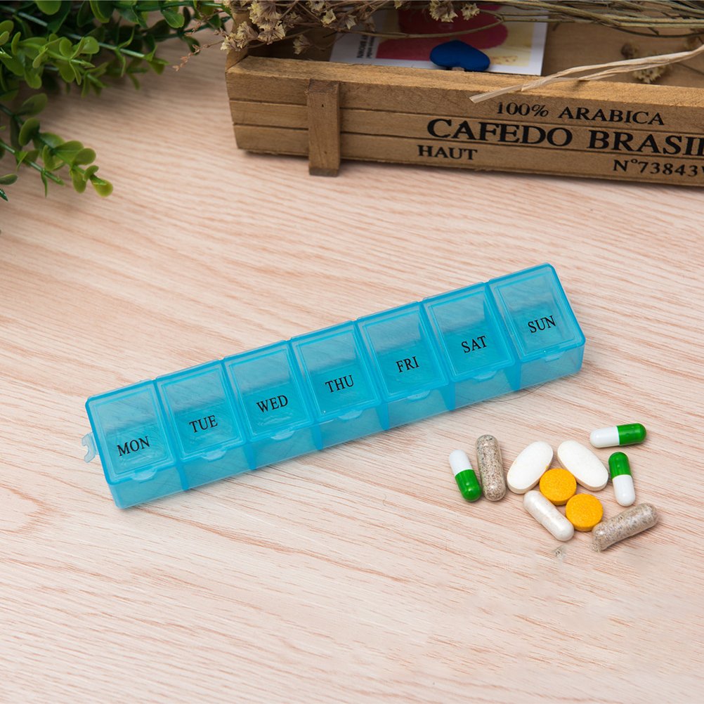 2-Pack Blue 7-Day Travel Pill Organizer - Portable Weekly Medication Case Holder with Daily Compartments | Perfect for Travel, Work, and Home Use